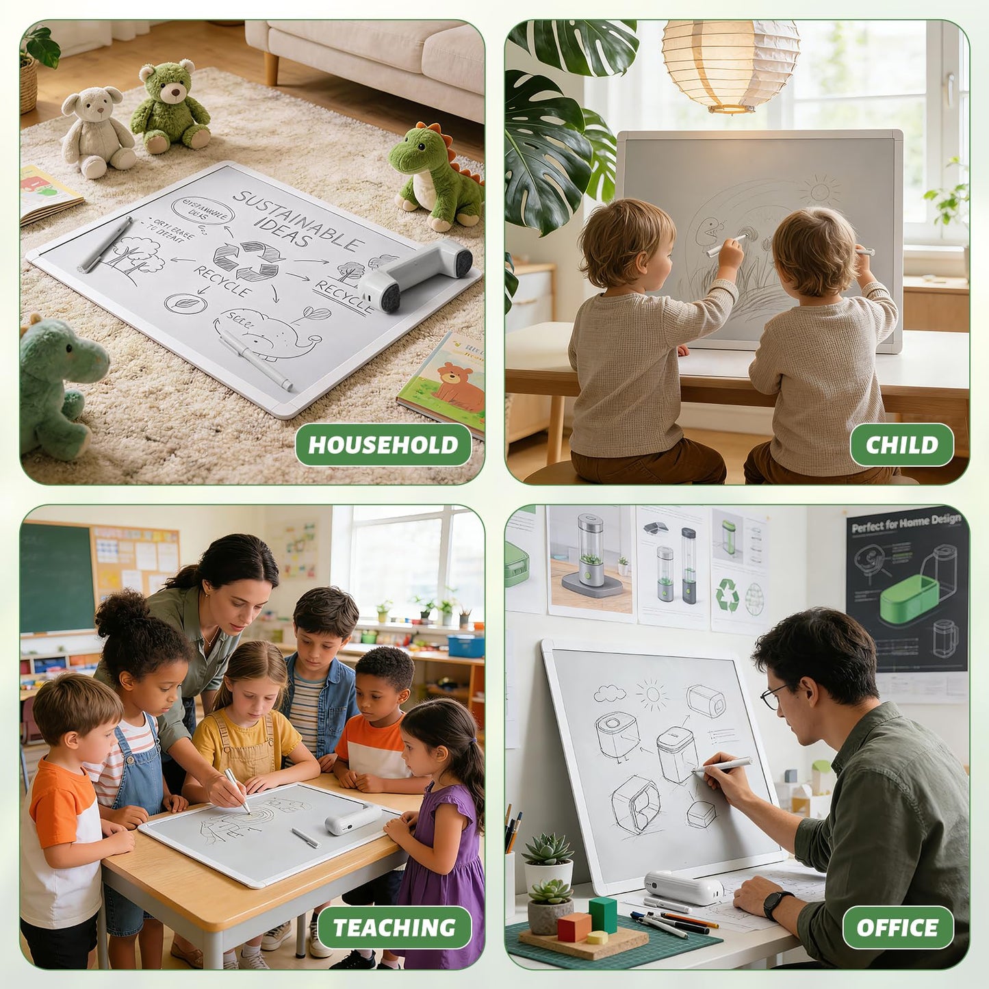 UNCLE BOARD 30 inch x 18 inch Magnetic Whiteboard for Wall – Nano Capsule Surface, Smooth Writing & Easy Erasing, Aluminum Frame, Hanging for Office School Home. Planning Drawing Memo Teaching.