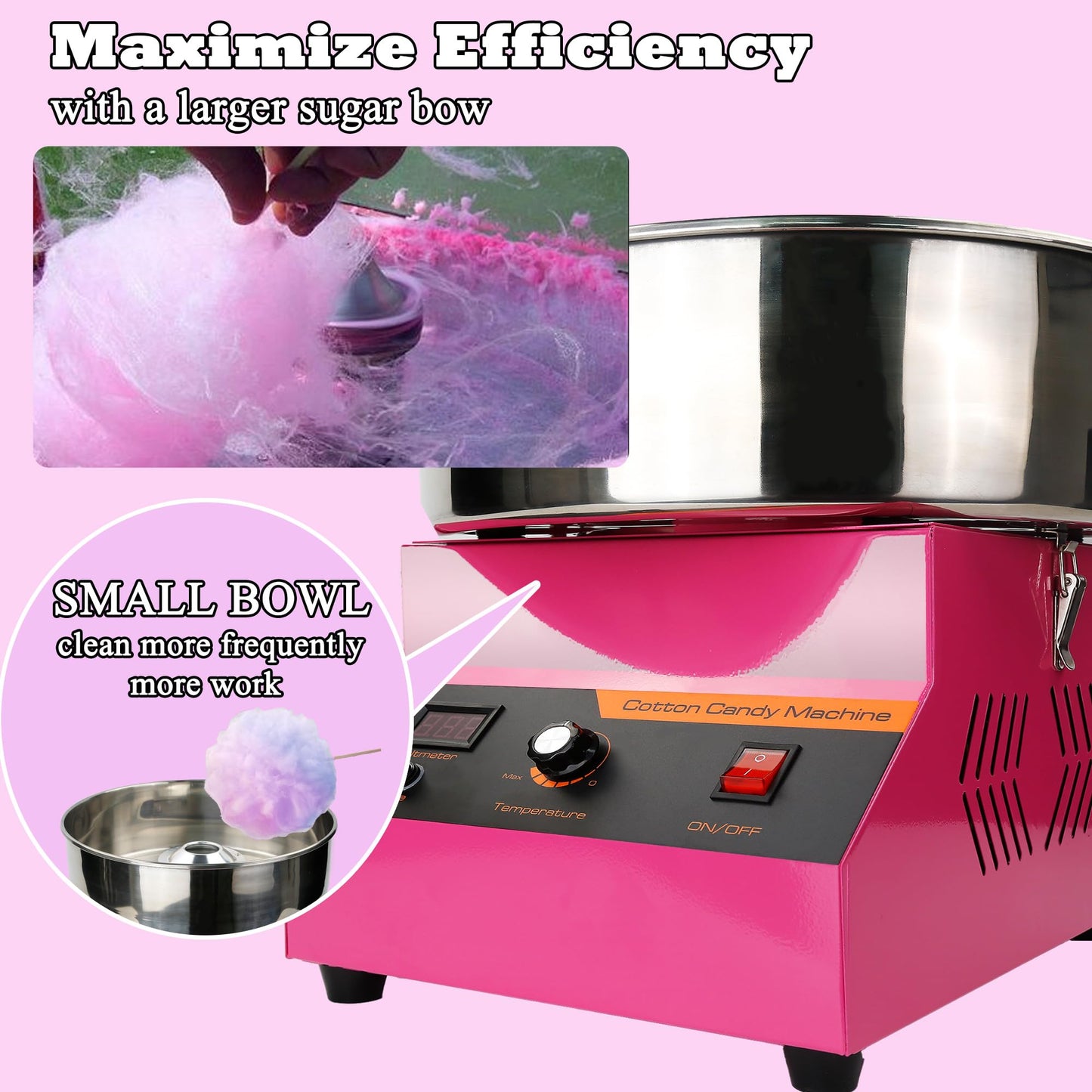 Cotton Candy Machine, Cotton Candy Maker, 1000W Electric Cotton Candy Maker Machine, Quick 3-4 Min Preheat, Commercial Cotton Candy Maker for Home, Events, Parties, and Small Business