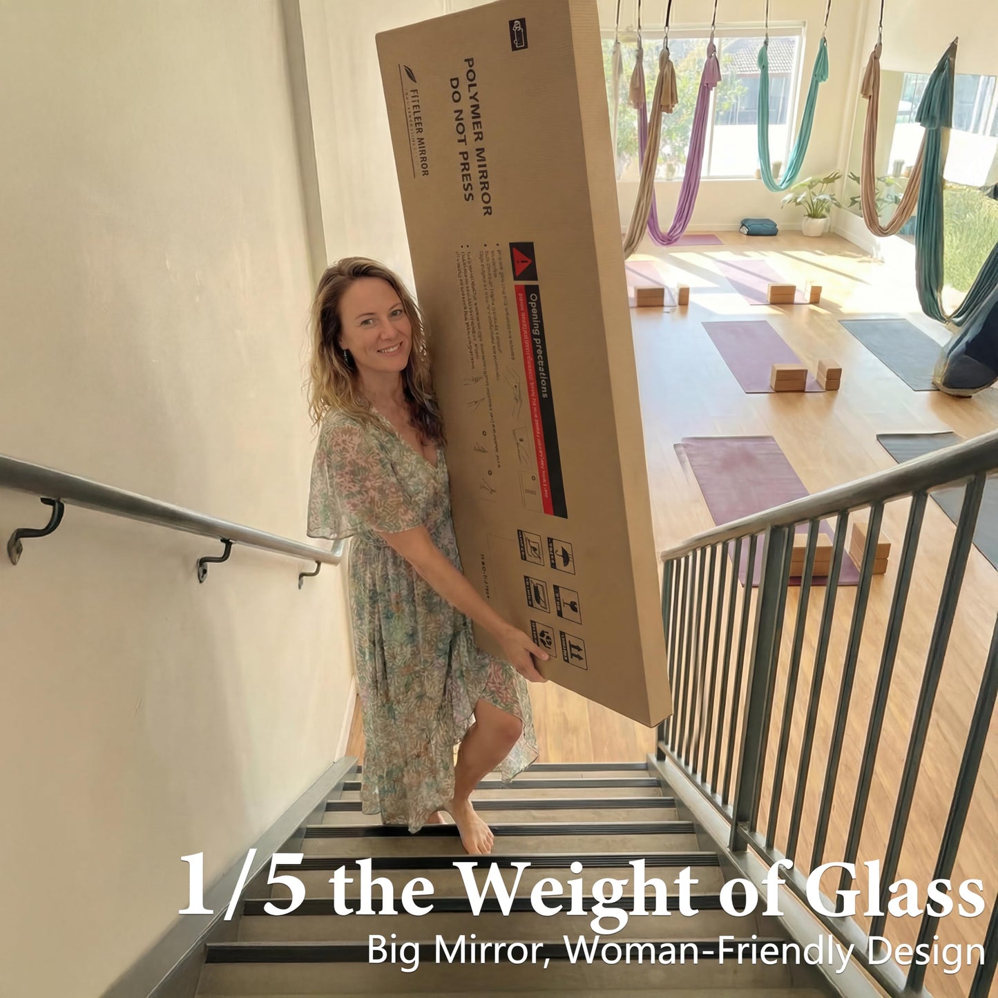 Fitcleer Glassless Floor Mirror, 71×39”, Shatterproof Full Body Mirror for Living Room or Studio, Lightweight Leaning Wall Mirror, Gold Frame