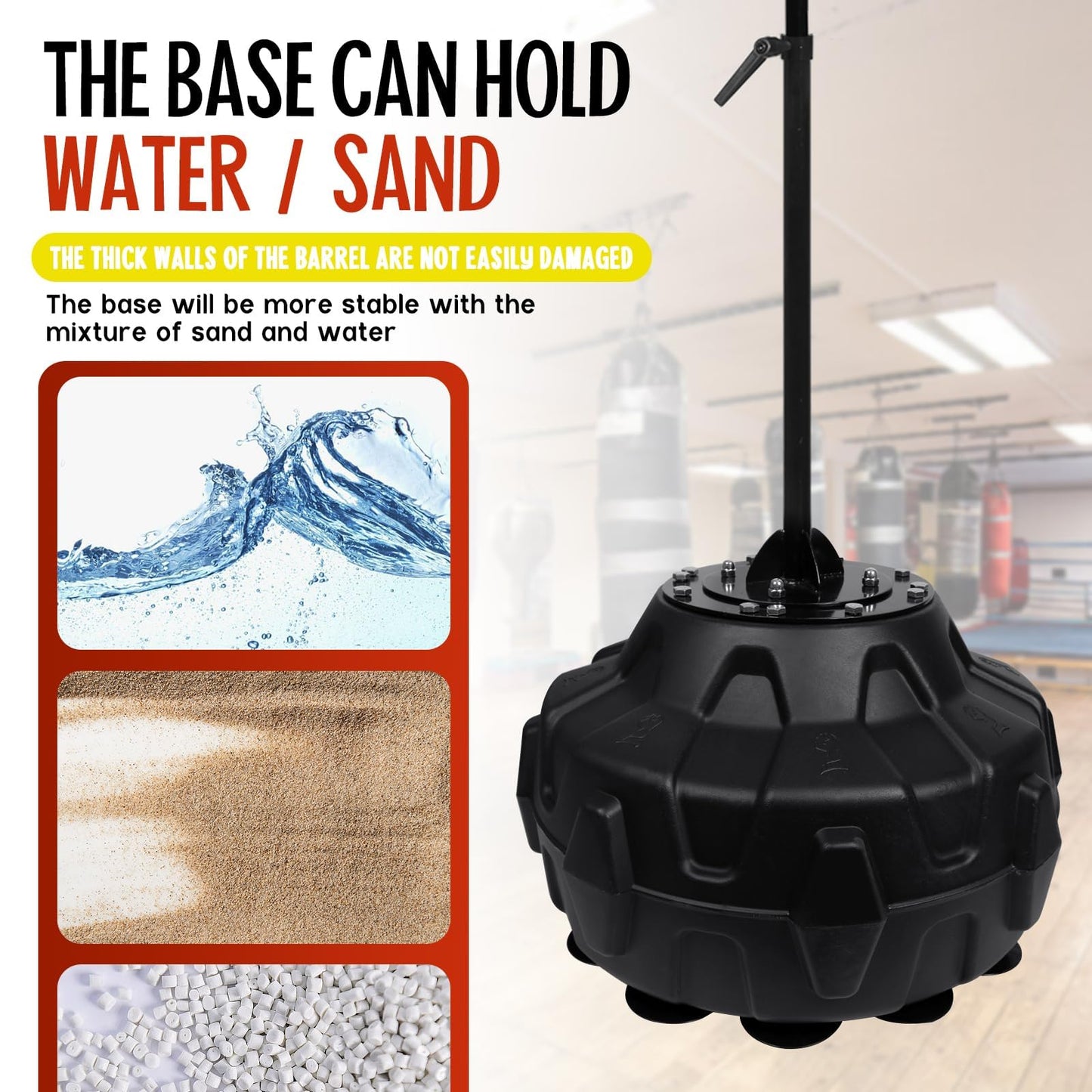 Speed Bar with Sturdy Base for MMA High-Energy Spring Training Reflex-Free Standing Boxing Bag Adjustable in Height Featuring Durable Stress Relief Ball for Fitness Fans (Black White)