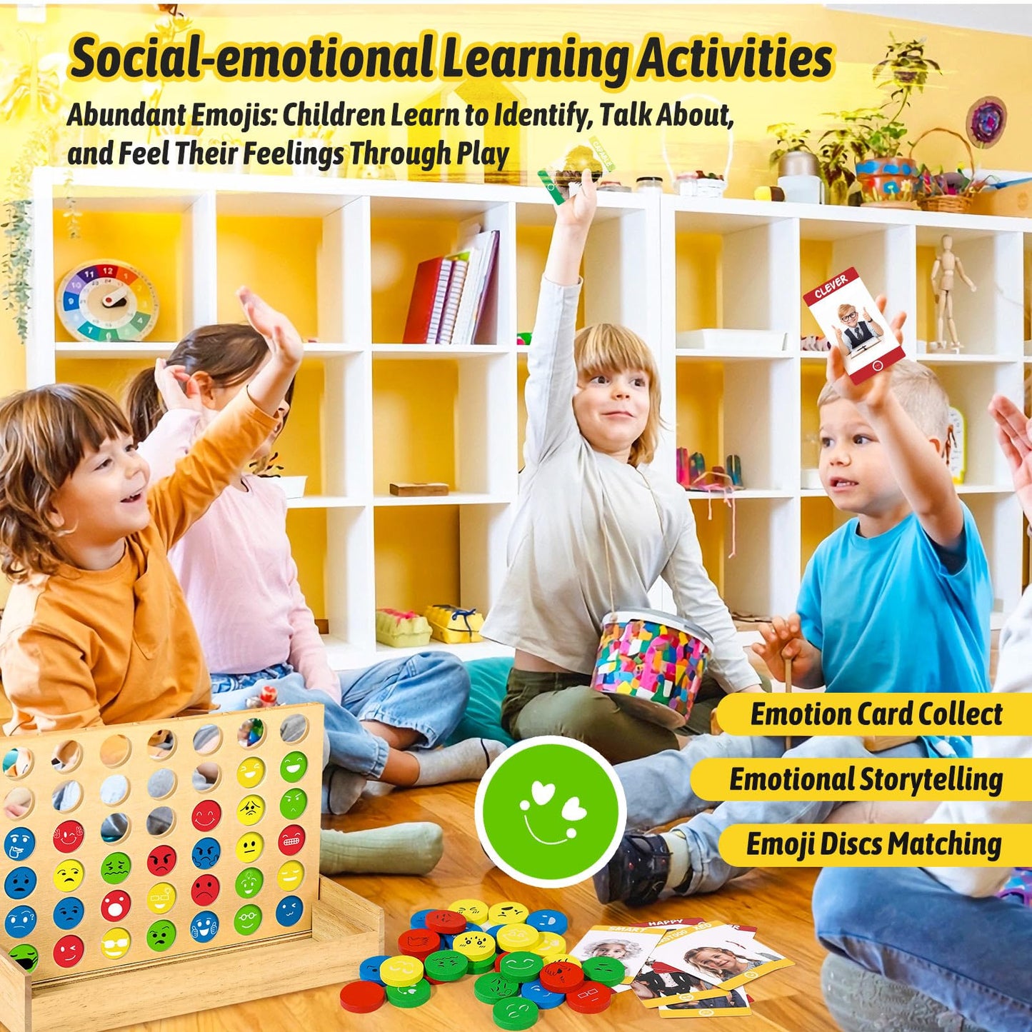 Garybank Social Emotional Learning Activities for Kids, Feelings Connect Game w/56 Emotion Cards, Play Therapy Toys for School Counselors, Social Coping Skills for Children, Teacher Office Must Haves