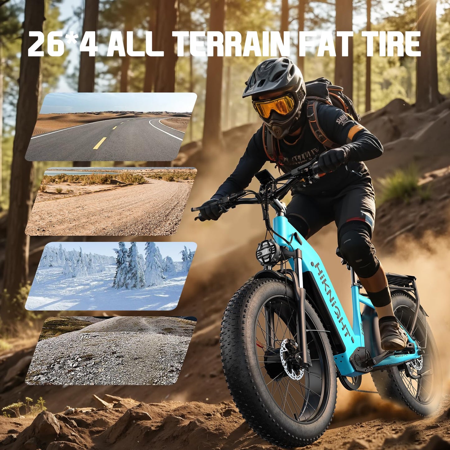 HiKNiGHT Dual Motor Ebike, 3000W Electric Bike for Adults, 52V 20Ah 26" Fat Tire Fast Ebike Max 38 Mph, up to 90 Miles, Off-Road Mountain E-Bike for Men Women, Step-Through Design