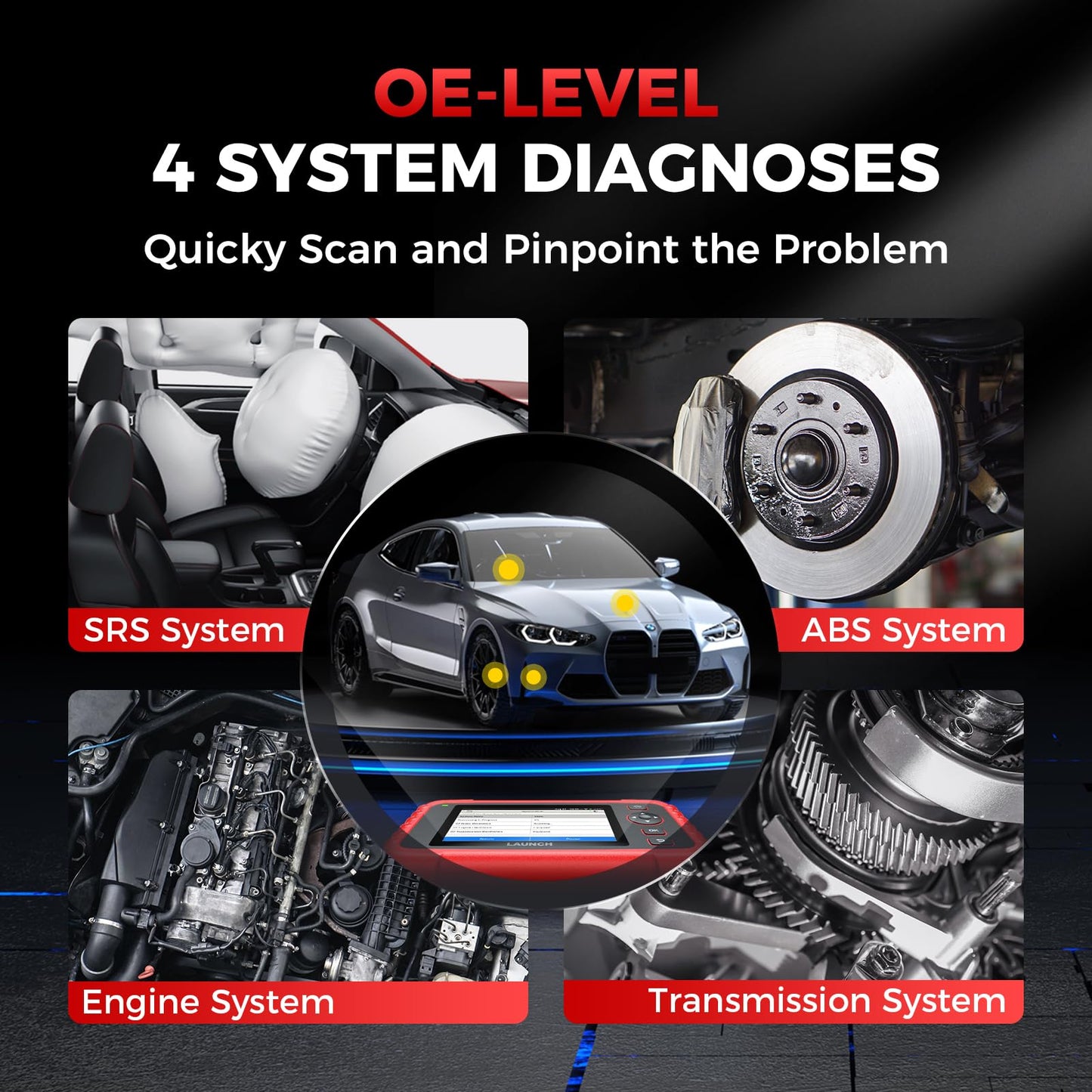 LAUNCH CRP129X OBD2 Scanner, 2026 Elite Lifetime Free Update Scan Tool, 8 Reset, Injector Coding, ABS/SRS/TCM/Engine System Diagnostic Scanner, Auto Vin, Car Scanner Diagnostic for All Cars