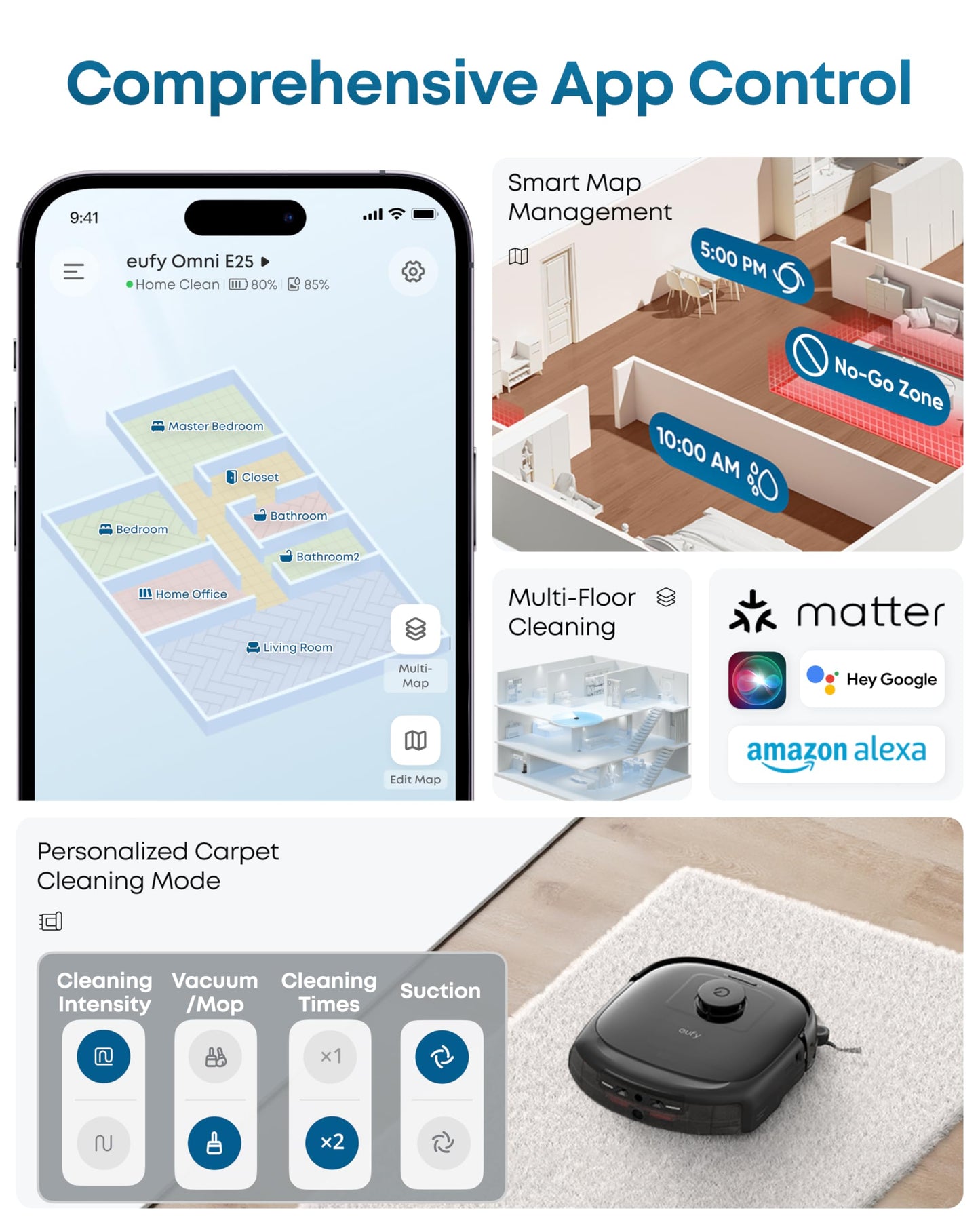 eufy Robot Vacuum E25, 20,000 Pa Turbo Suction,Roller Mop with HydroJet System, All-in-One Robot Vacuum and Mop Combo, Edge-to-Corner Cleaning, Zero-Tangle Design, AI Obstacle Avoidance (Upgraded)