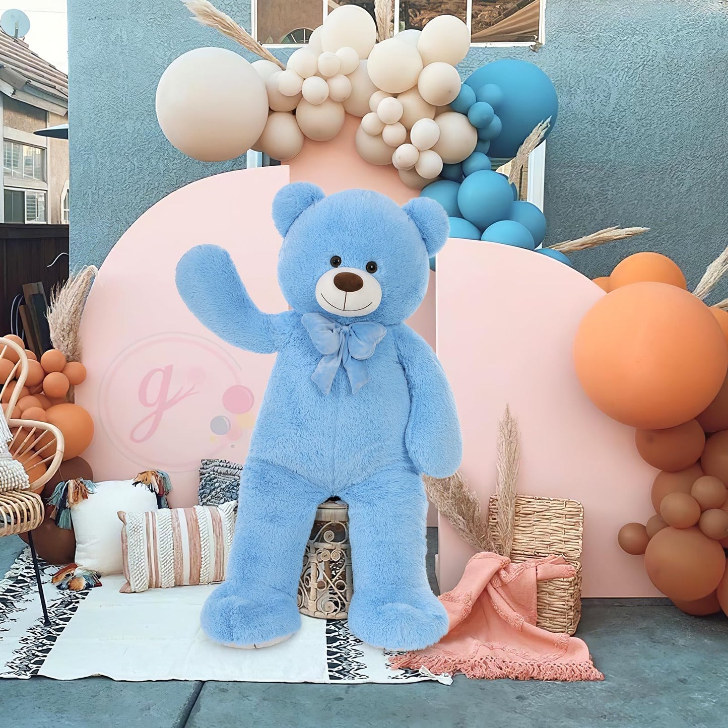 MaoGoLan Giant 47" Teddy Bear Stuffed Animal, Cuddly Large Blue Teddy Bear Plush Toy for Girlfriend Boyfriend Kids, 4ft Big Stuffed Animal for Valentines Day Gift Baby Shower Decor