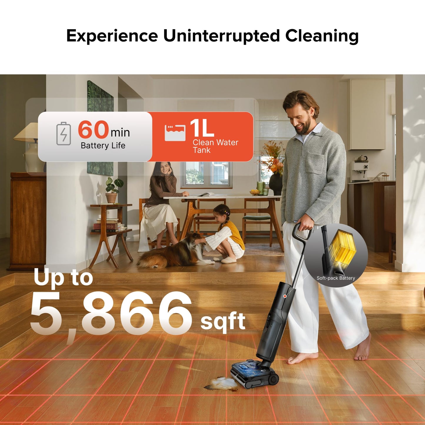 roborock F25 ACE Pro Foam Wet Dry Vacuum Cleaner, Cordless Vacuum Mop, 25000Pa Foam Spray Mop, 203°F Self-Cleaning Hard Floor Cleaner Machine for Tile Hardwood Floor Gentle Cleaning, 180° Lie Flat