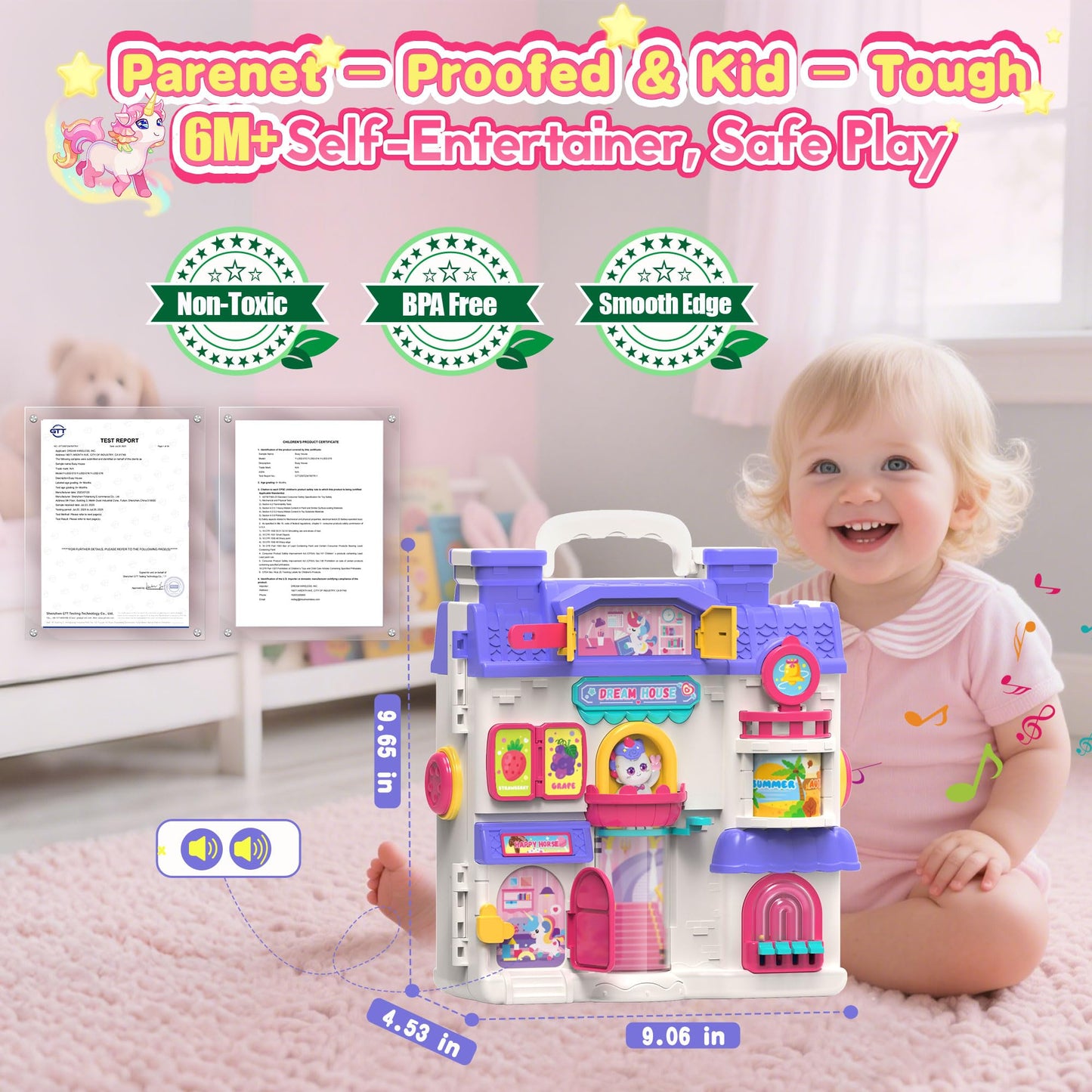 ELFJOY Montessori Toys for 1 Year Old Girl Gifts, Busy Board for 1 2 Year Old - 56+ Activities Bilingual Early Educational Learning Toddler Baby Girl Toys, First Birthday Gifts for 1 2 Year Old Girls