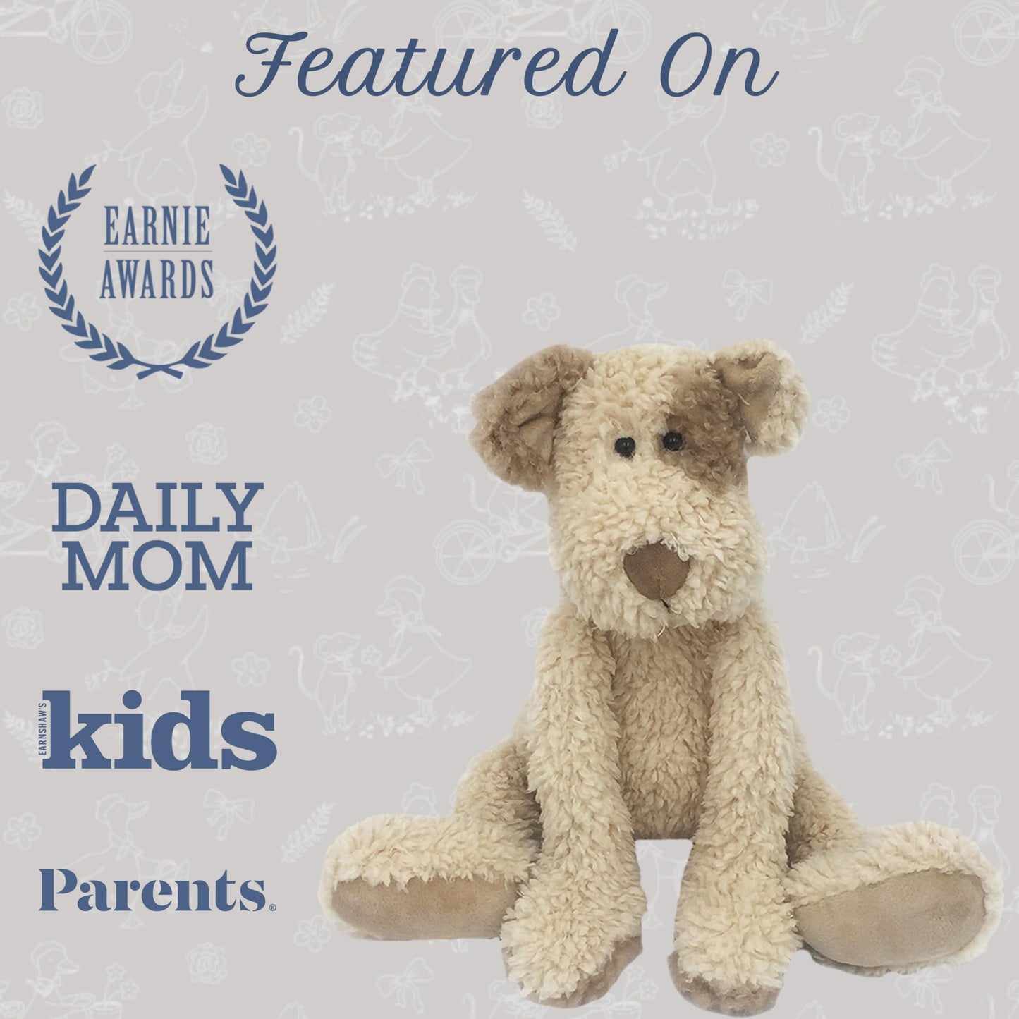 MON AMI Bogart Shaggy Puppy Plush Toy - 18", Soft & Cuddly Plushie with Long Legs & Floppy Feet, Adorable Stuffed Animal for Kids, Baby Gift, Huggable Soft Toy, Perfect for Snuggling & Playtime