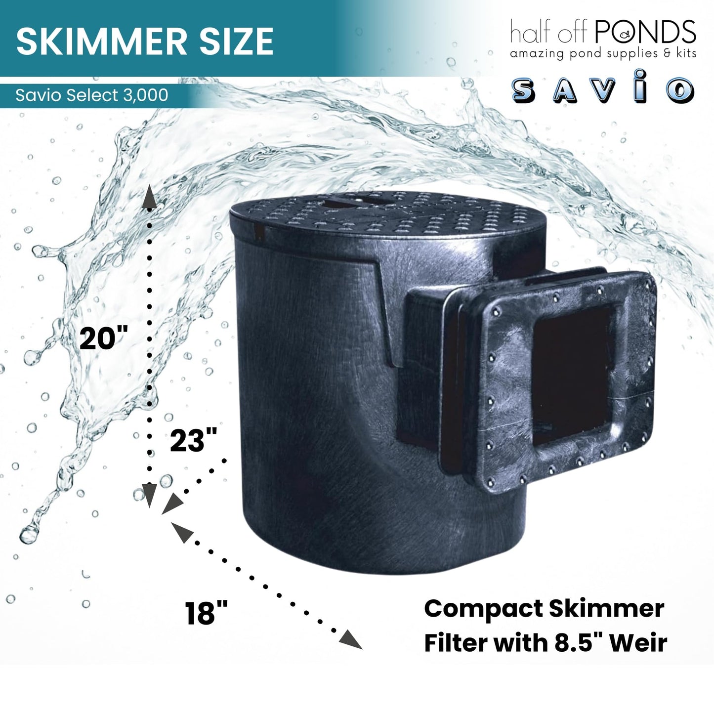 HALF OFF PONDS Savio Select 3,000 GPH Submersible Pump Pond Kit with 20' x 25' EPDM Rubber Pond Liner for Water Garden & Koi Pond
