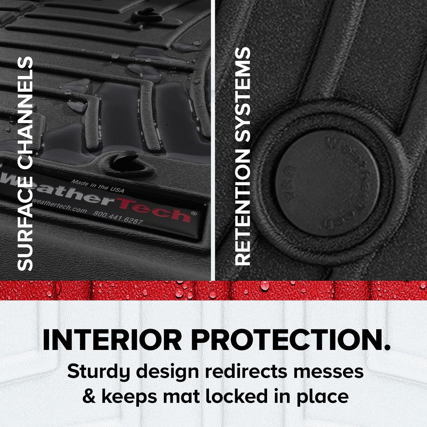 WeatherTech Custom Fit FloorLiners for Ford Super Duty, Super Duty, Super Duty - 1st & 2nd Row (441012-1-3), Black