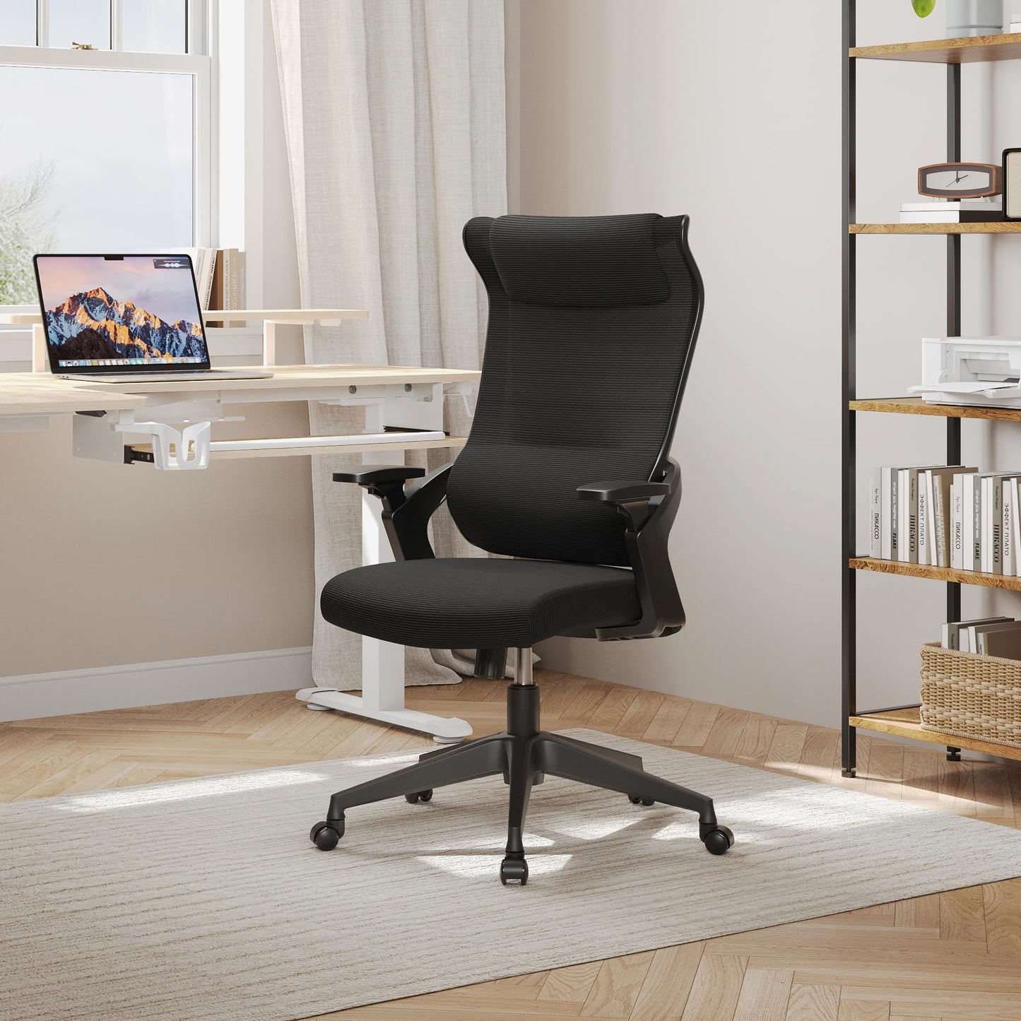 EUREKA ERGONOMIC OC77 Mesh Office Chair, Ergonomic Office Chair, Home Office Desk Chairs with Oversized Headrest and 3D Armrests, Computer Desk Chair, Black