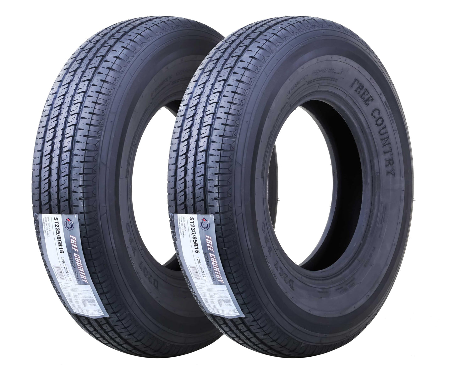 Free Country GRAND RIDE Set 2 PremiumTrailer Tires ST235/85R16 Radial 12PR Load Range F w/Scuff Guard