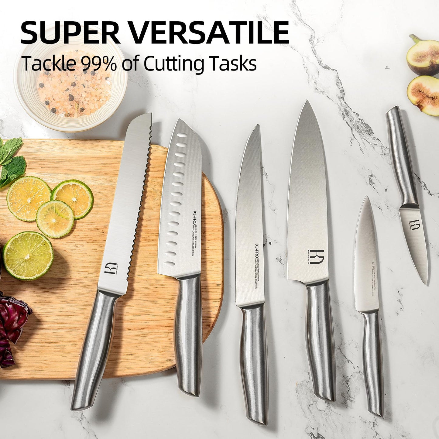 KnifeSaga Kitchen Knife Set 14 Piece Premium Japanese High Carbon Stainless Steel Knife Block Sets with Built-in Sharpener, Razor Sharp Knives Set for Kitchen, Quality Acacia Wood Block Knife Set