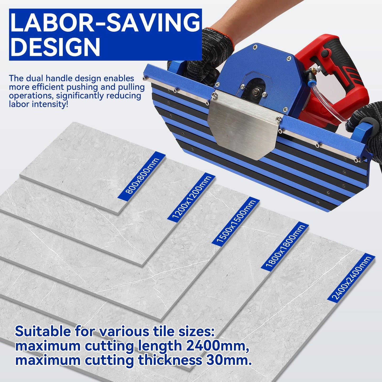 Electric 45 Degree Tile Chamfering Tool Professional Tile Bevel Cutter with 1400W High Strength Tile Chamfering Machine with 110V 4m Hose.Spraying System for Large Format Tile Ceramic Porcelain