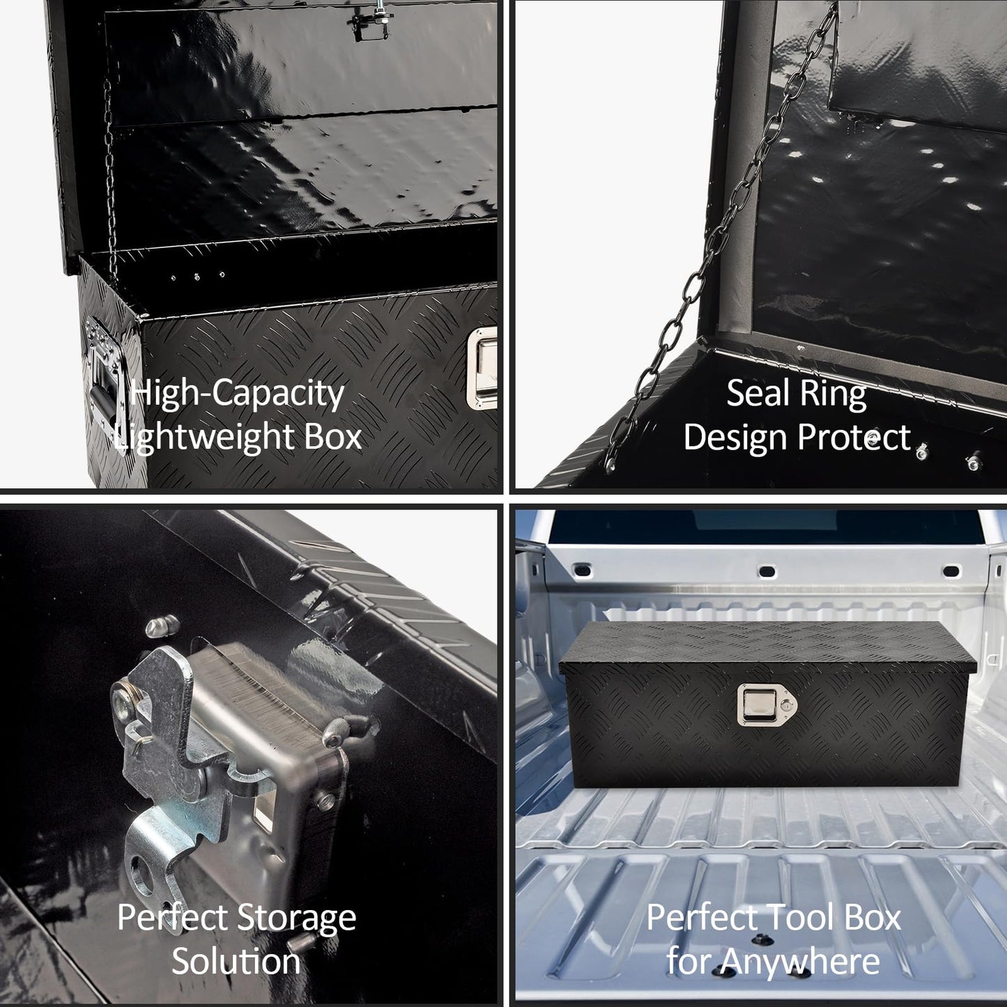 TBAPFS 30 Inch Black Aluminum Tool Box 5 Bar Tread ToolBox for Truck Bed Car Outdoor Trailer Pickup Underbody RV ATV Storage Underbed Tools Organizer w/G Lock &Keys - 30''X13''X10''