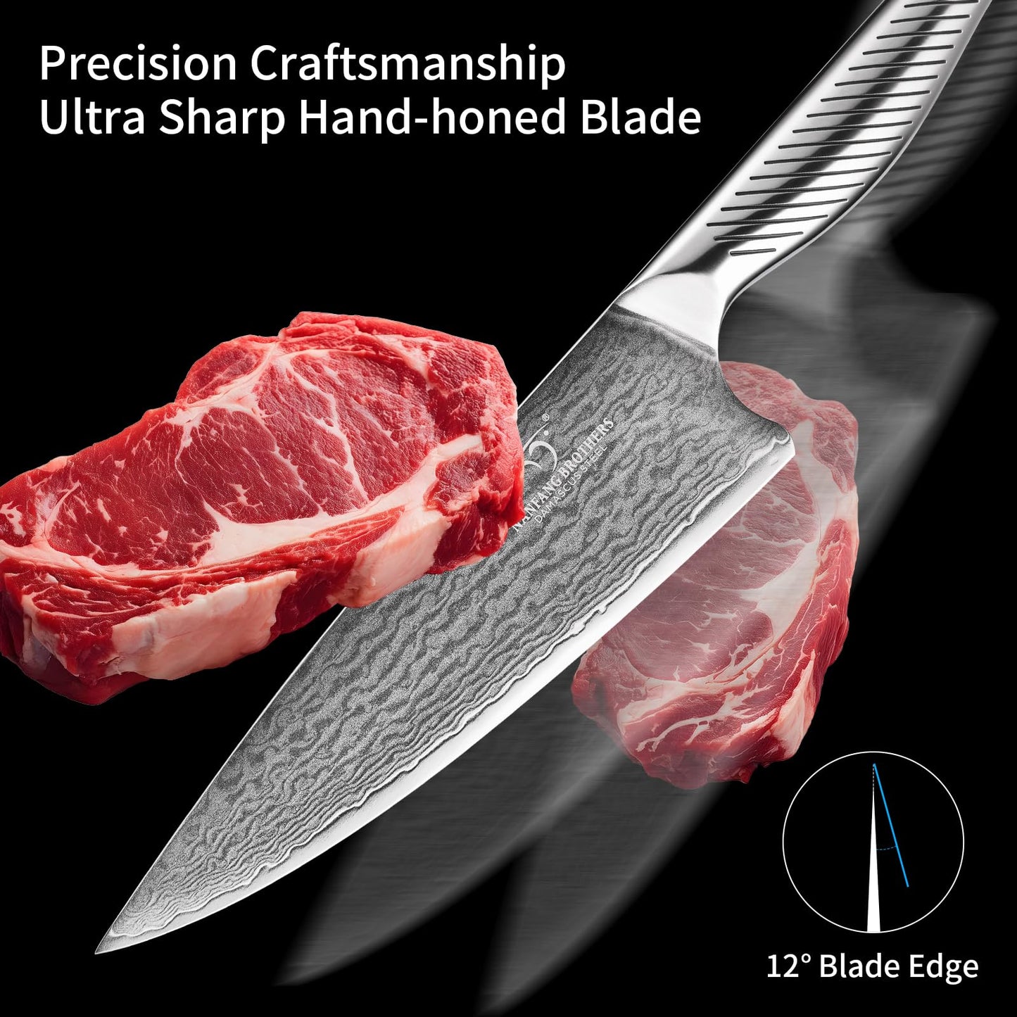 NANFANG BROTHERS® 16 Pieces Damascus Kitchen Knife Set, High Carbon Damascus Steel Chef Knife Set, Stainless Steel Ergonomic Handle for Chef, with Built-in Sharpening Rod
