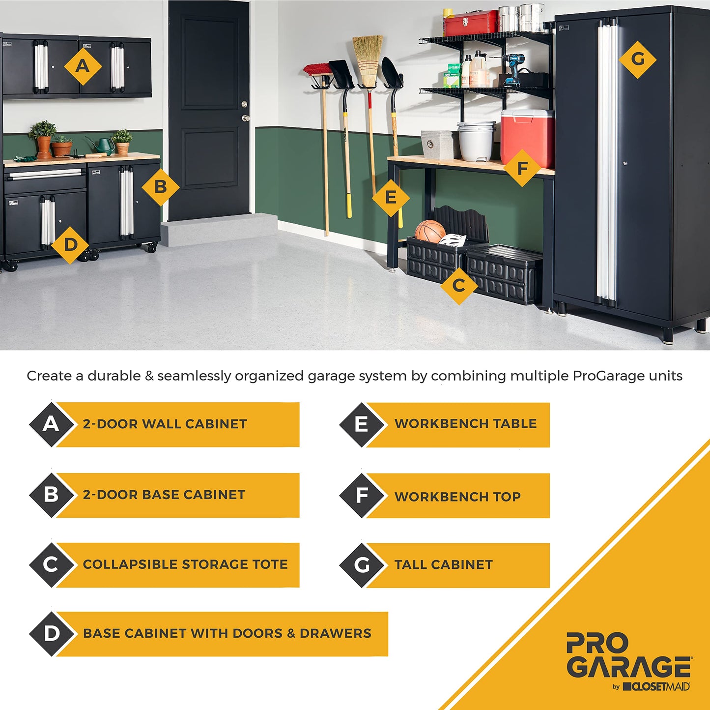 ClosetMaid ProGarage Wall Cabinet with Two Doors, Lock and Shelf, for Garage Storage, Heavy Duty Steel, Black
