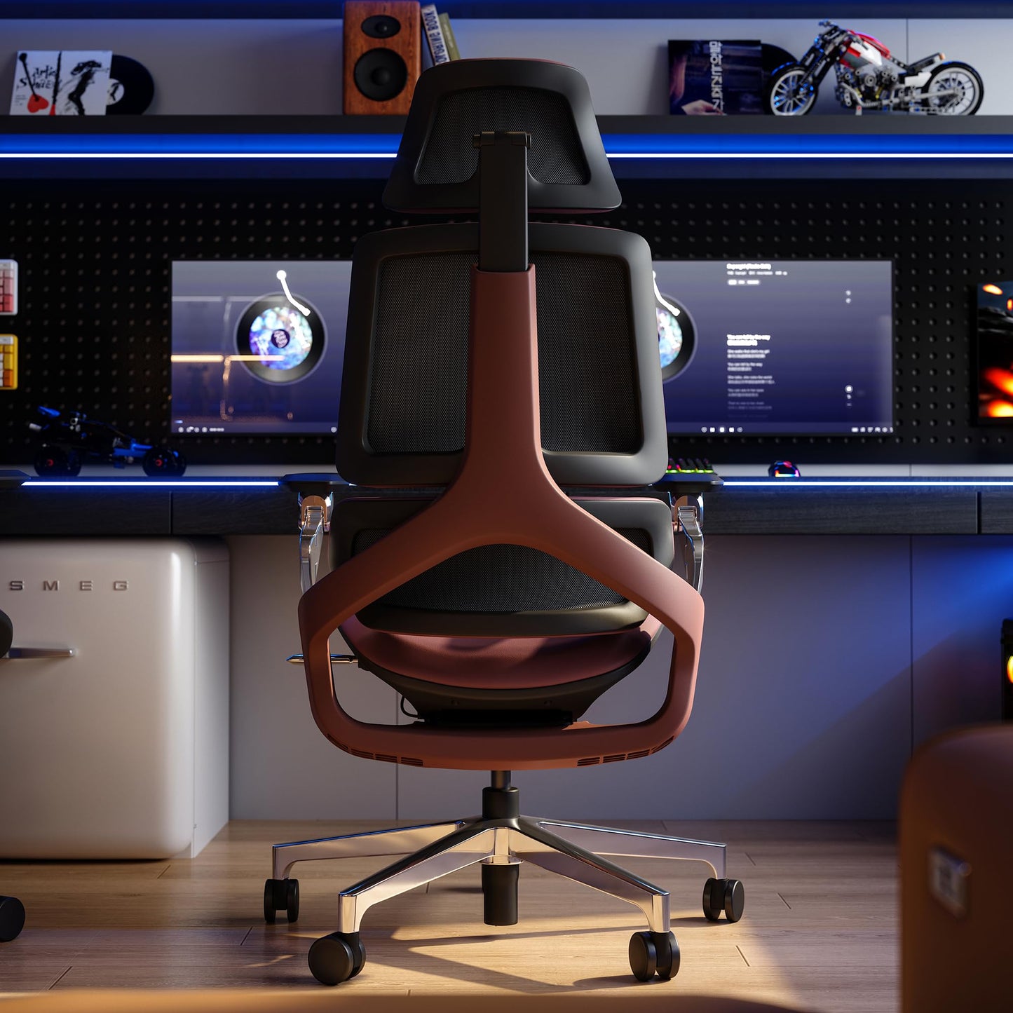 TOMU Ergonomic Executive Office Chair, Genuine Leather High Back Design with 5D Armrest & 3D Headrest for Gaming, Home and Work, Cool and Luxury (RED)