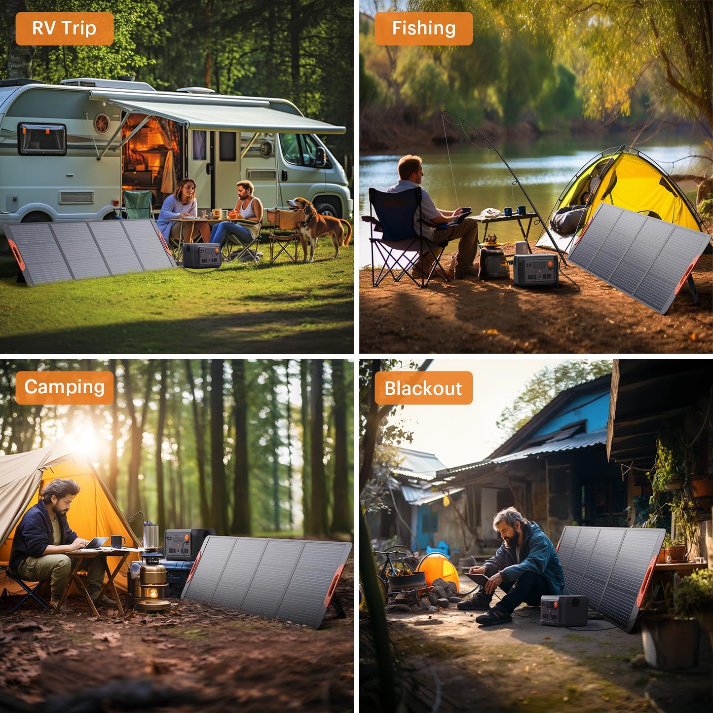 ZOUPW 200W Portable Solar Panel for Power Station,23.5% Efficiency Mono Foldable Solar Charger with 4 Kickstands for Jackery 1000 V2/Bluetti/EcoFlow/Anker,IP67 Waterproof for Camping RV Home Backup