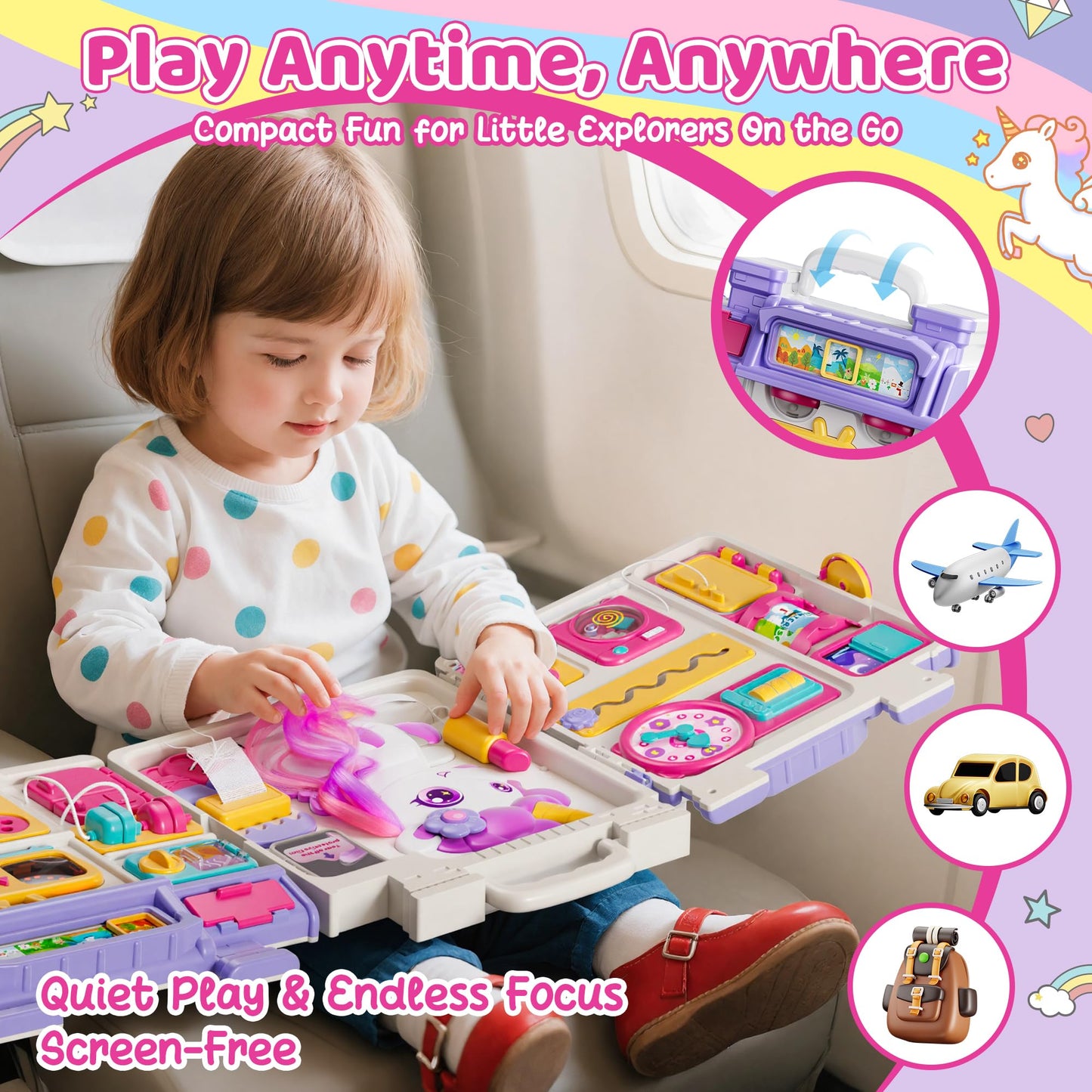 Nicella Busy Board for 1 Year Old Girl Gifts, Montessori Toys for 1 2 Year Old - 56+ Activities Bilingual Music Learning Sensory Toys for Toddlers 1-3 - Birthday Gift for 1+ Year Old Girl Boy