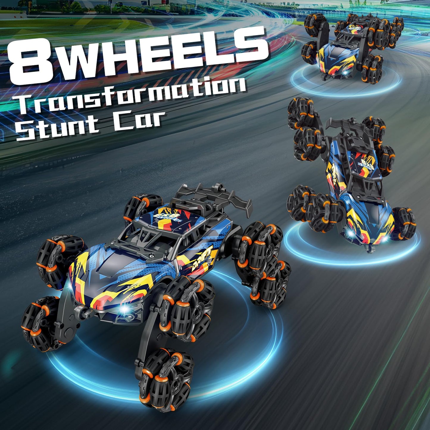 8 Wheels Hand Controlled RC Stunt Car Toys for Kids Ages 6 7 8-12 13 14 Year Old - 2.4Ghz Gesture Sensing Remote Control Cars for Boy Girl Birthday - Cool Spray & Lights & Music Climbing Stunt