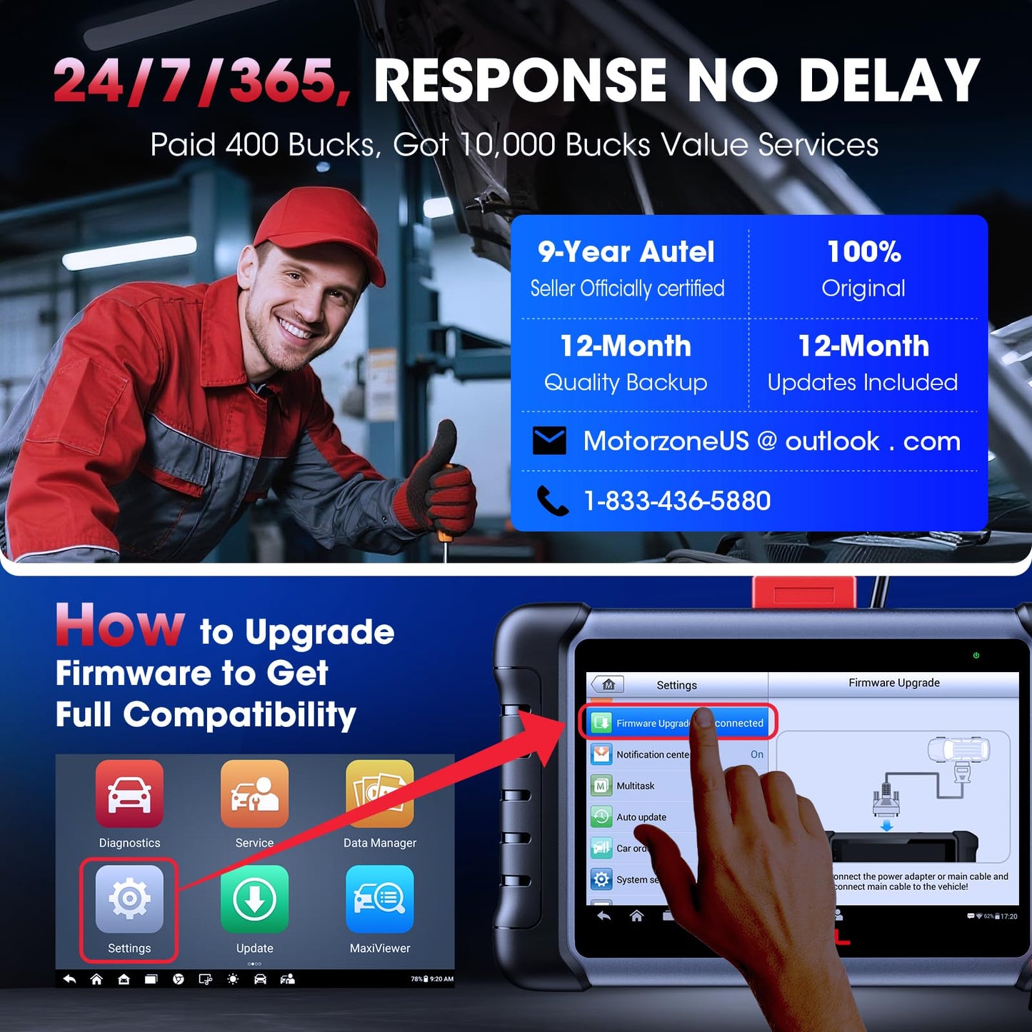 Autel Scanner MaxiCOM MK808S: 2026 Bidirectional Tool as MK808BT Pro MX808S M808Z, Work as MaxiCheck MX900 MK900BT, 28+ Service, Active Test, All System Diagnose, Injector C0ding, FCA Autoauth OS 11