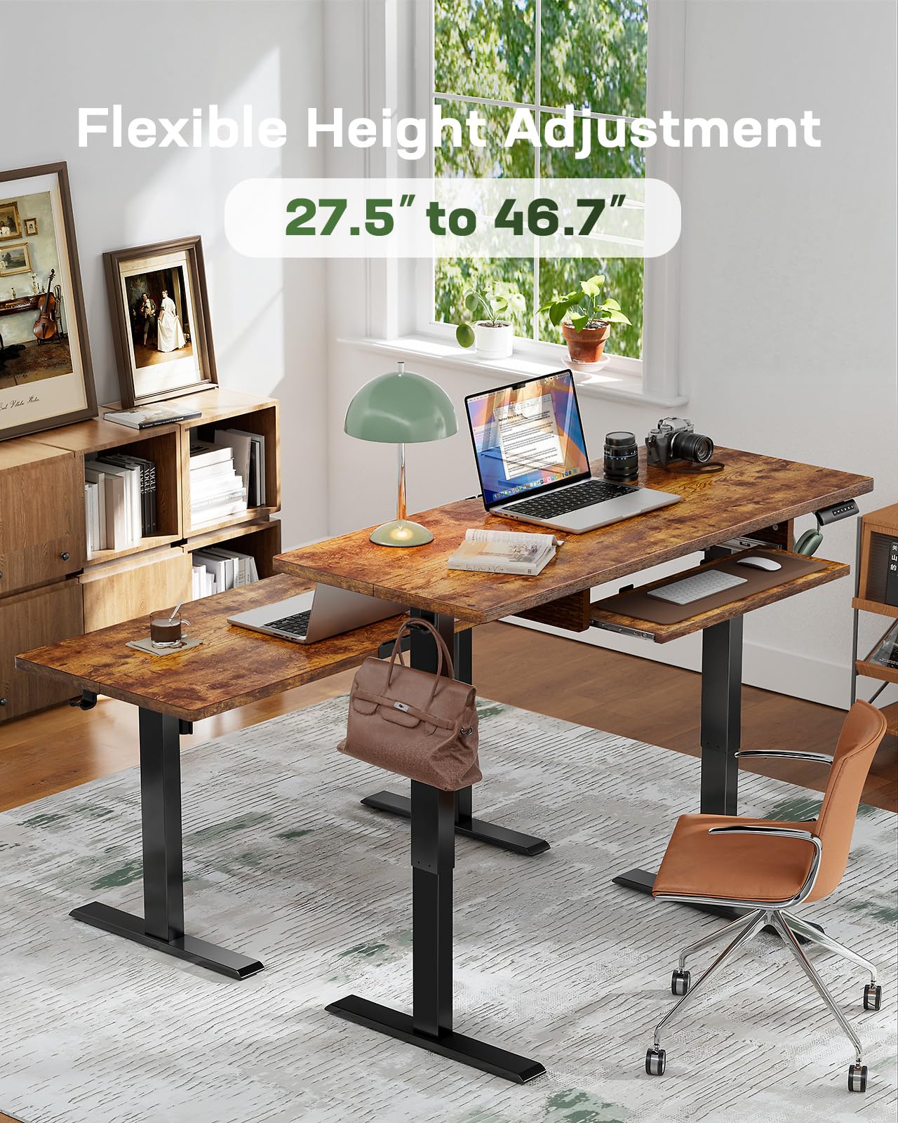 Marsail Electric Standing Desk with Sedentary Reminder, 55 * 24 Inch Standing Desk Adjustable Height, Stand up Desk for Home Office Furniture Computer Desk Memory Preset with Headphone Hook