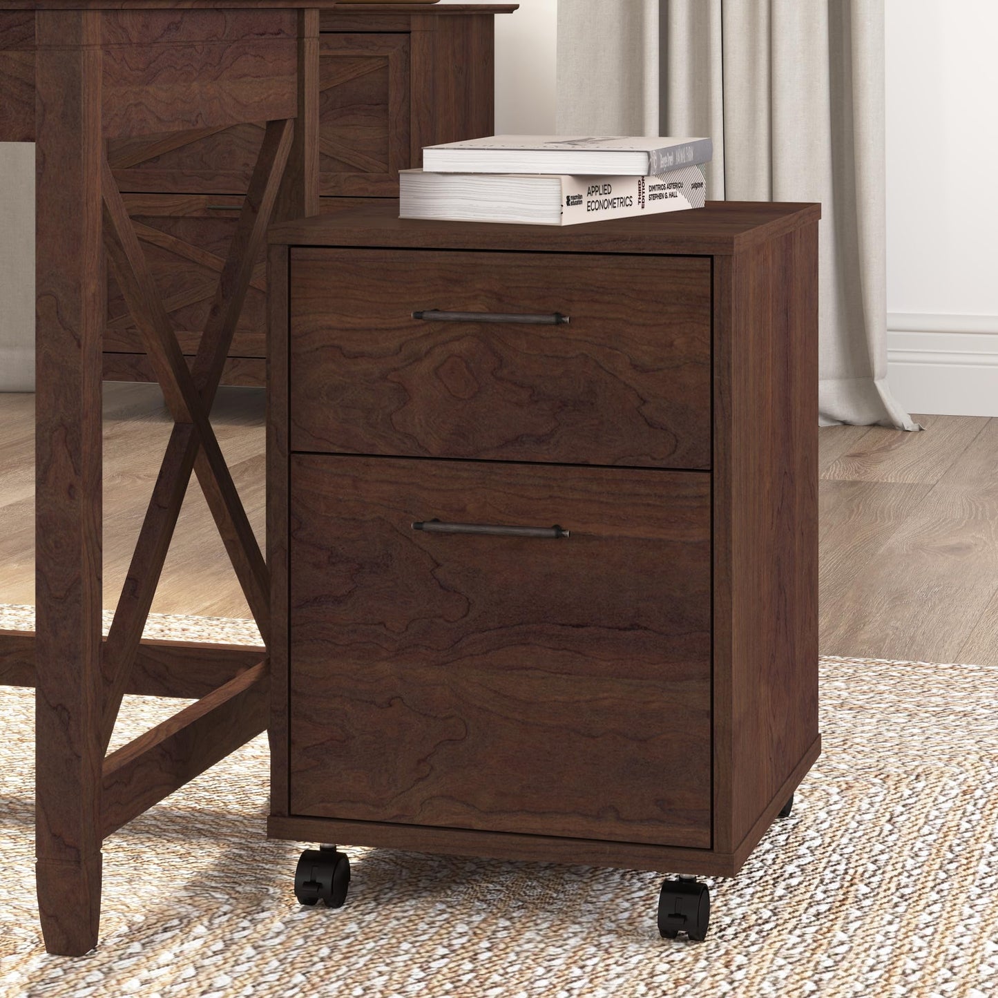 Bush Home Key West 2 Drawer Mobile File Cabinet in Bing Cherry