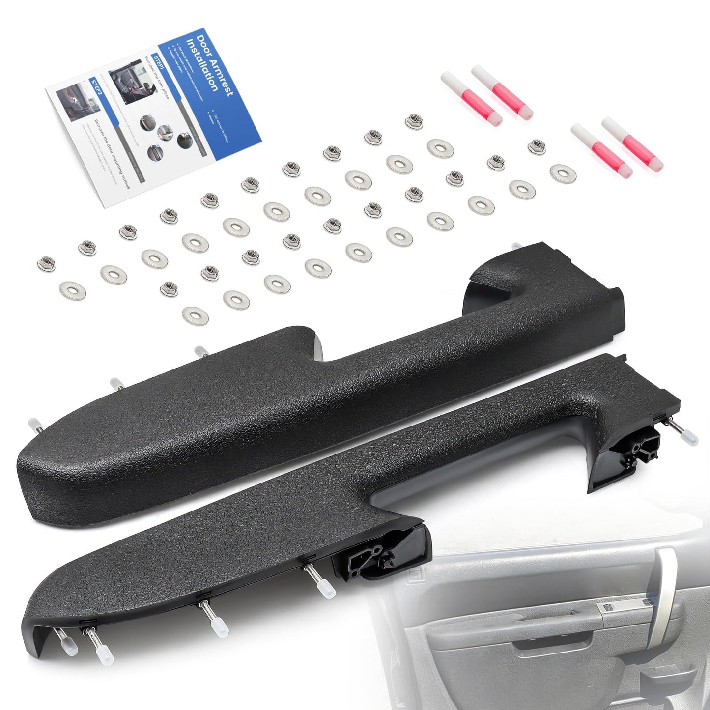 KUTTOLE Front Left Driver & Right Passenger Side Armrest Repair Kit Fit for Chevy Silverado & GMC Sierra 1500 2010-2013, Silverado & GMC Sierra 2500HD 3500HD 2010-2014, Black