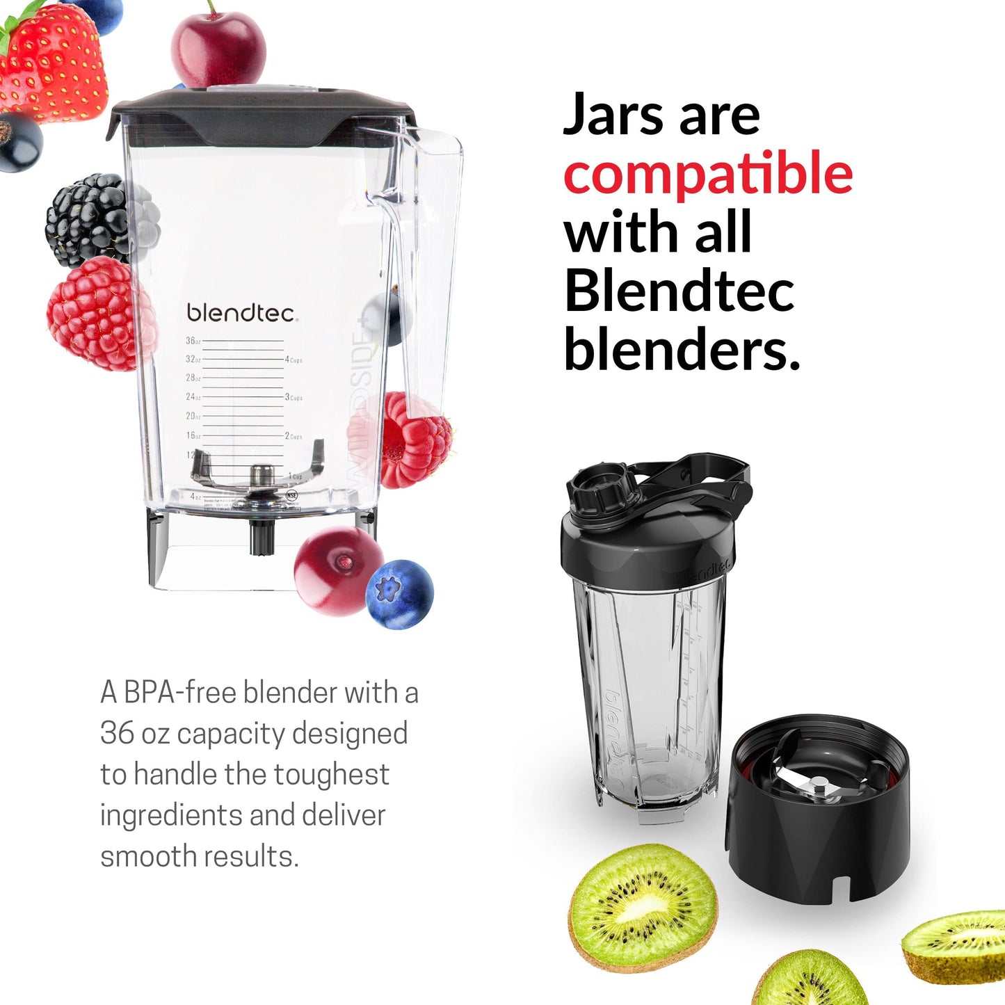 Blendtec Designer Series Blender with 90 oz WildSide+ Jar and 34 oz GO Travel Bottle - Kitchen Blender Bundle - Black