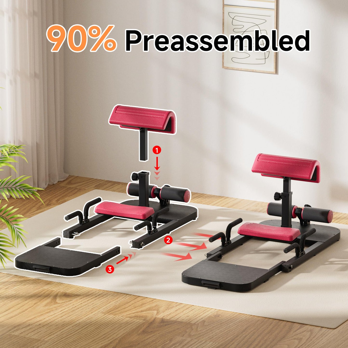 Hip Thrust Machine with High Resistance and Protectors Pad - 3D High Density Polyurethane Cushion - Premium Squat for at Home Gym-Comes with Handles to Exercise Your Arms GlutesWorkout（Black）