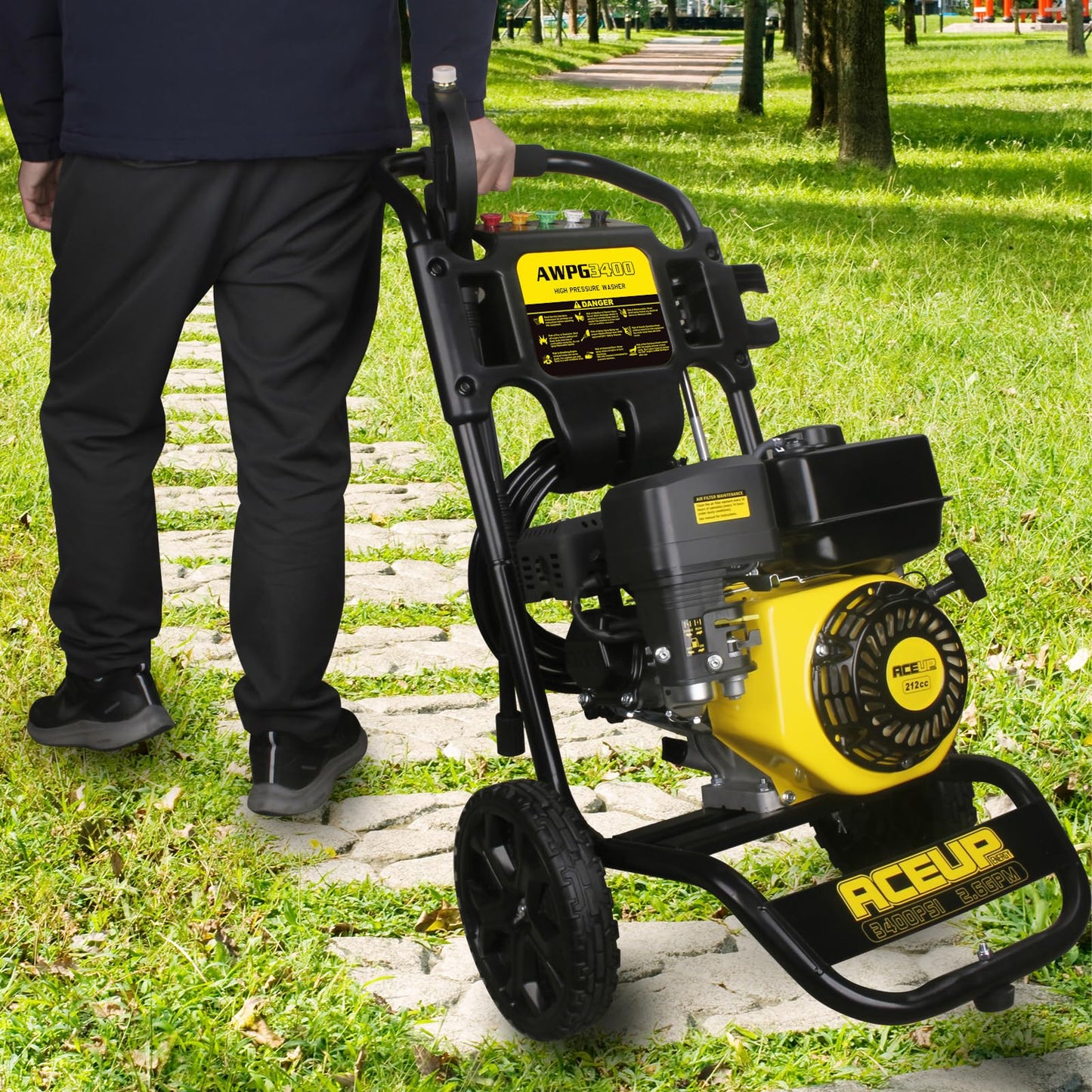 Aceup Energy 3400 PSI Gas Pressure Washer 2.6 GPM 212cc High Pressure Power Washer for Garden, Cars, Wall