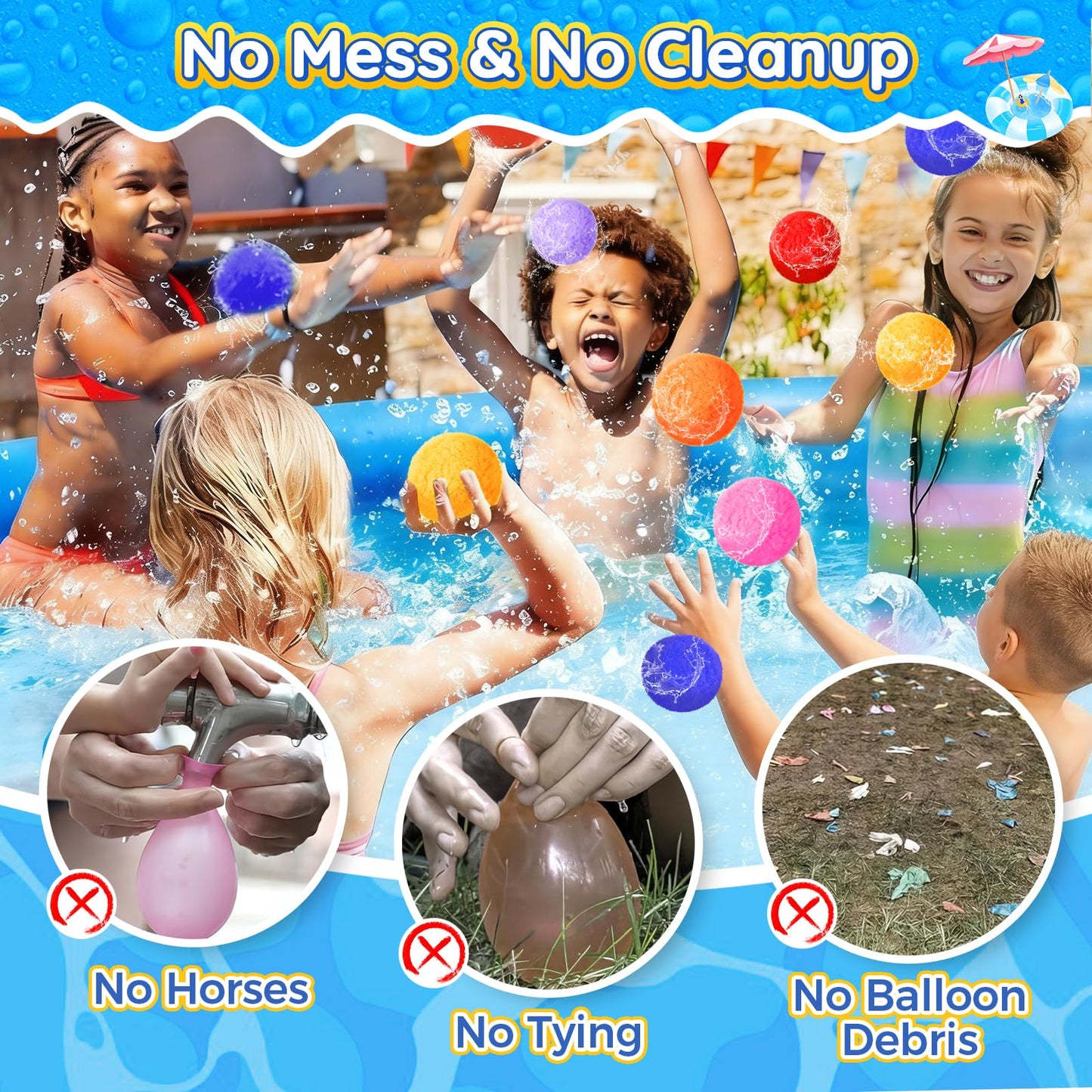 60 Pack Reusable Water Balls, Reusable Water Balloons for Outdoor Toys Games, Quick-Fill Summer Water Toys Ball for Kids Adults Boys Girls Pool Parties Beach Backyard