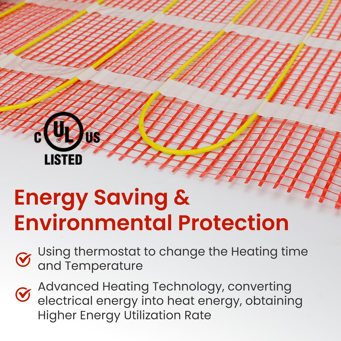 70 sqft HEATIT Warmmat Electric Radiant Self-adhesive Floor Heat Heating System & ET-7A Thermostat & Alarm Monitor