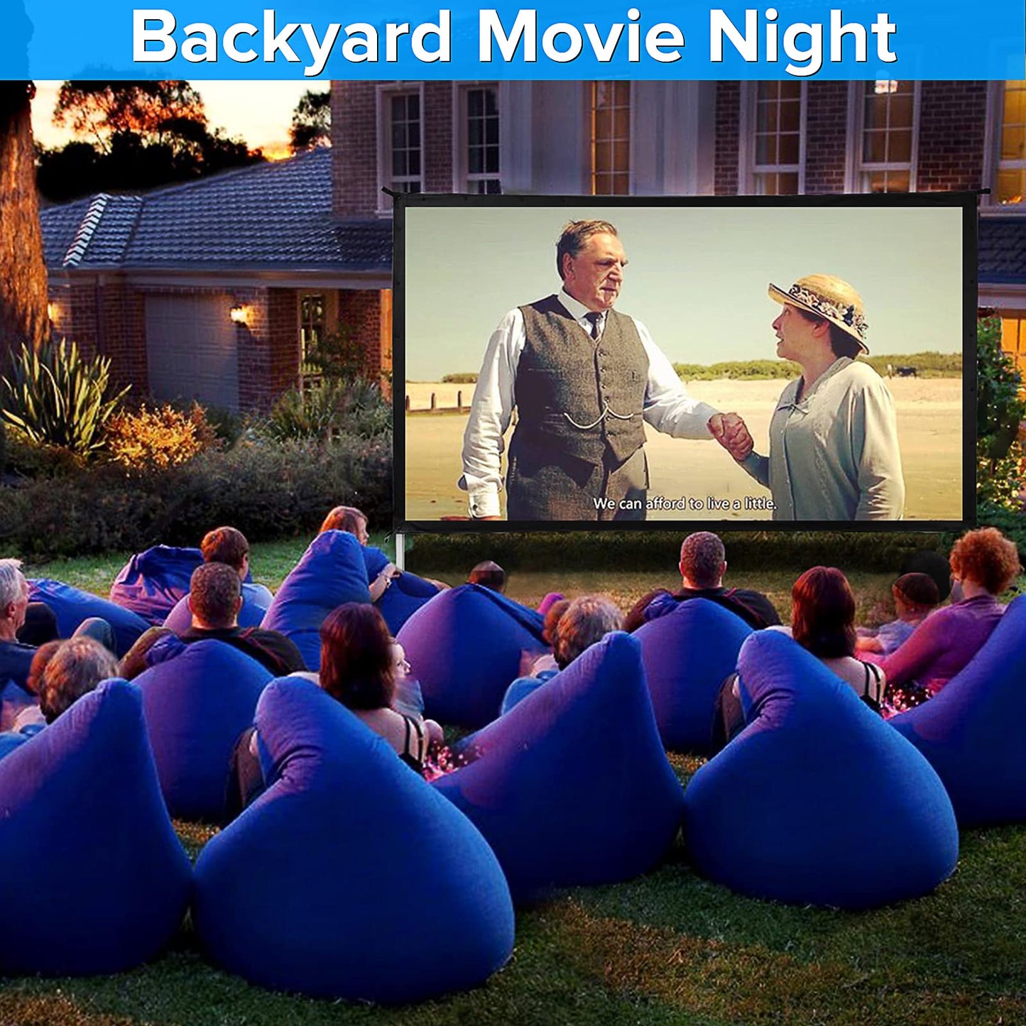 JWSIT 180 inch Projector Screen with Stand,Upgraded 3 Layers PVC 16:9 Large Outdoor Projector Screen,Portable Outdoor Movie Screen with Carrying Bag for Large Commercial Performance
