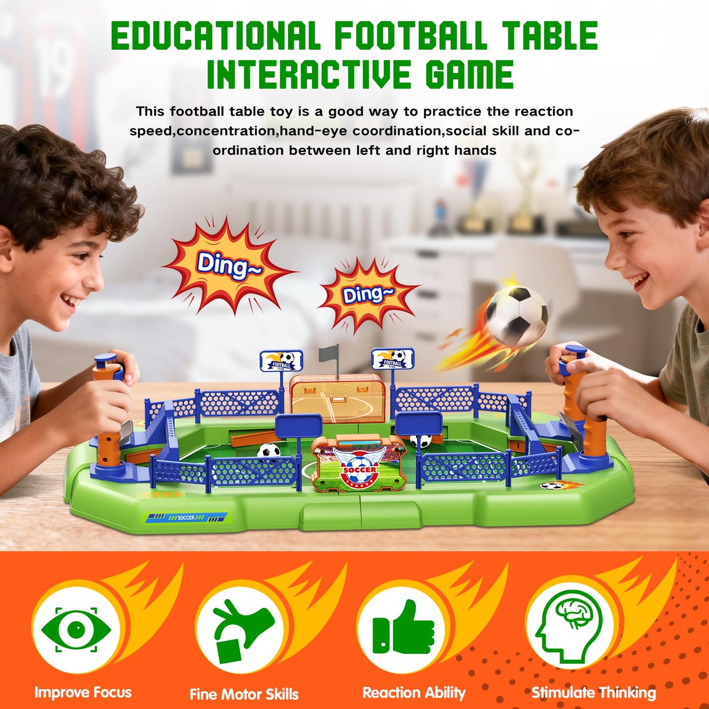 Mini Foosball Table Game for Kids – Soccer Board Game, Portable Tabletop Pinball Interactive Sports Game, Indoor Family Party Birthday Gift Educational & Active Toy for Boys Girls Ages 3+