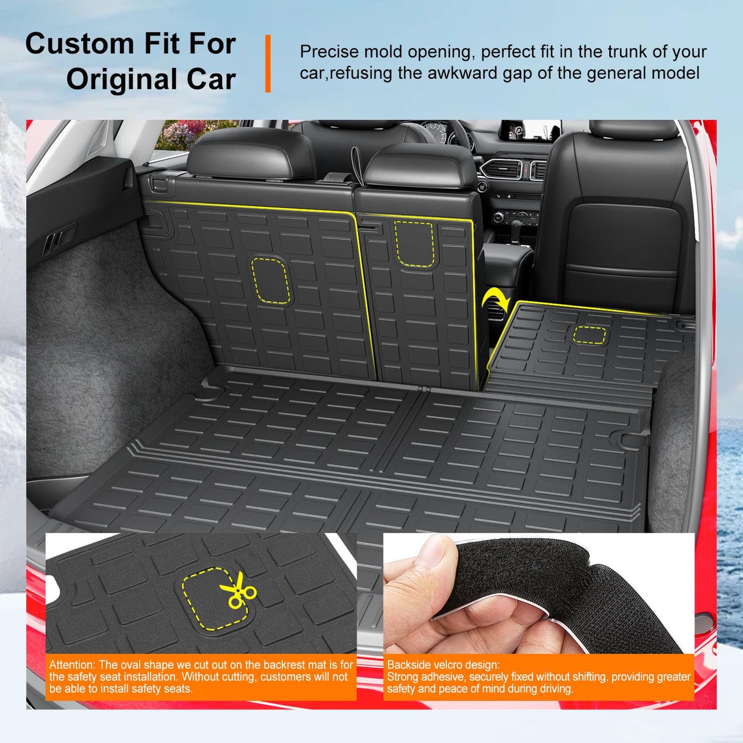 powoq Floor Mats Compatible with 2023-2025 Mazda CX-5 Trunk Mat TPE Backrest Mat TPE Mats Replacement for Mazda CX-5 2023-2025 Accessories(Fit 23-25 CX-5, Rear Cargo Mat+Rear Backrest Mat+Floor Mats)