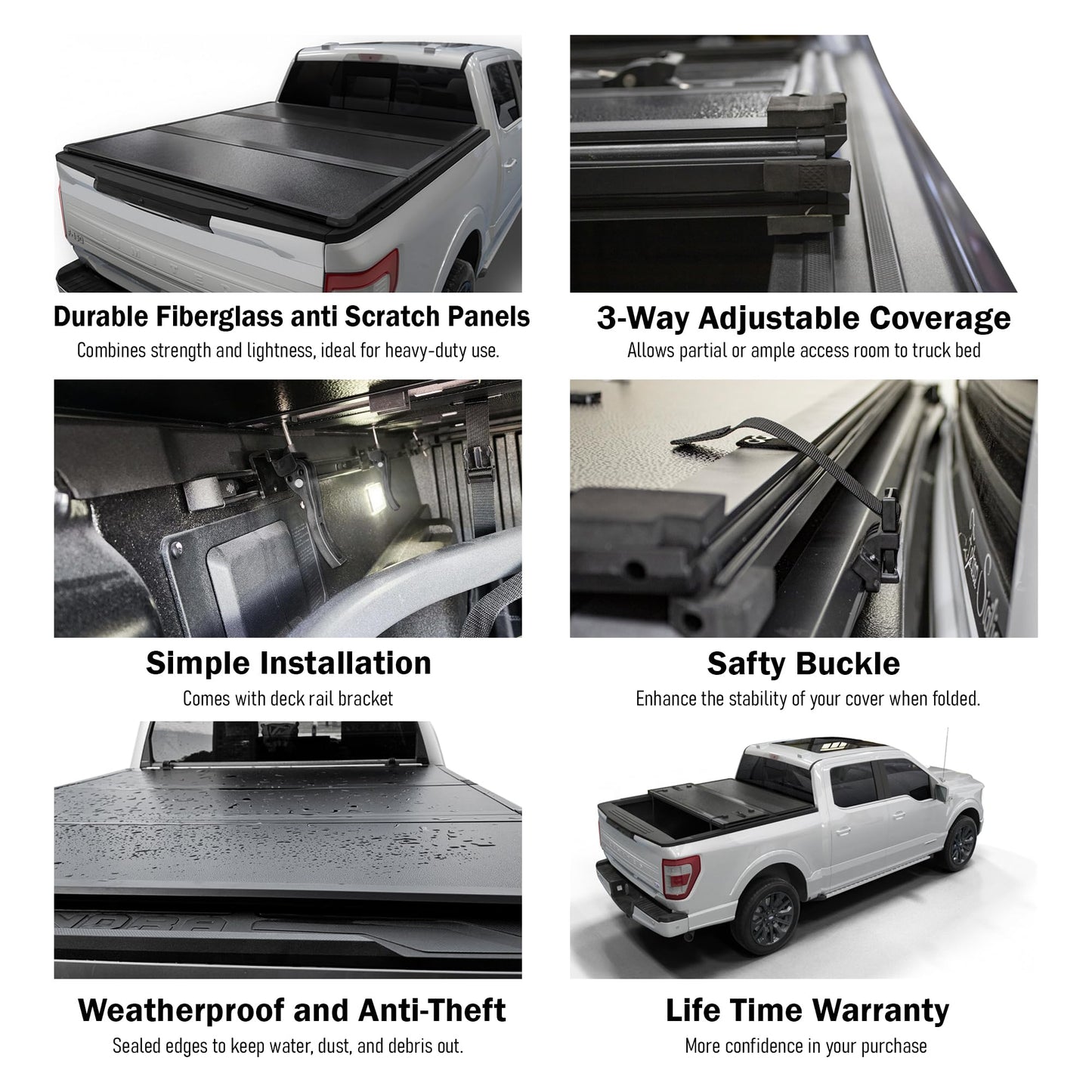 Toptiny Hard Folding Truck Bed Tonneau Cover HTF034 Fits 2022-2026 Toyota Tundra 5‘6" Bed w/OE Rail System (66.7")
