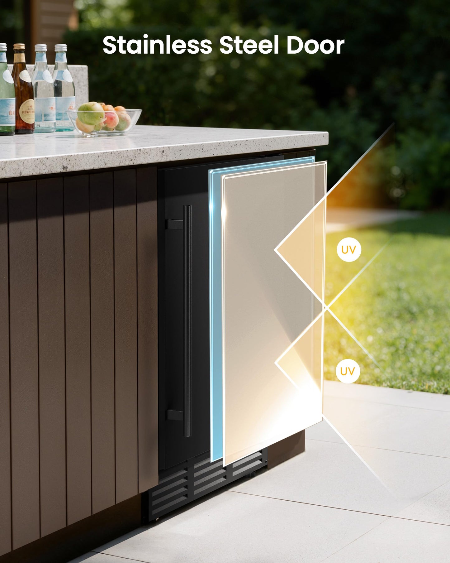 ICEVIVAL 24 Inch Beverage Refrigerator, 180 Can Under Counter Fridge, Stainless Steel Beer Fridge for Built-in & Freestanding, Outdoor Refrigerator for Soda, Beer, Wine (Black)