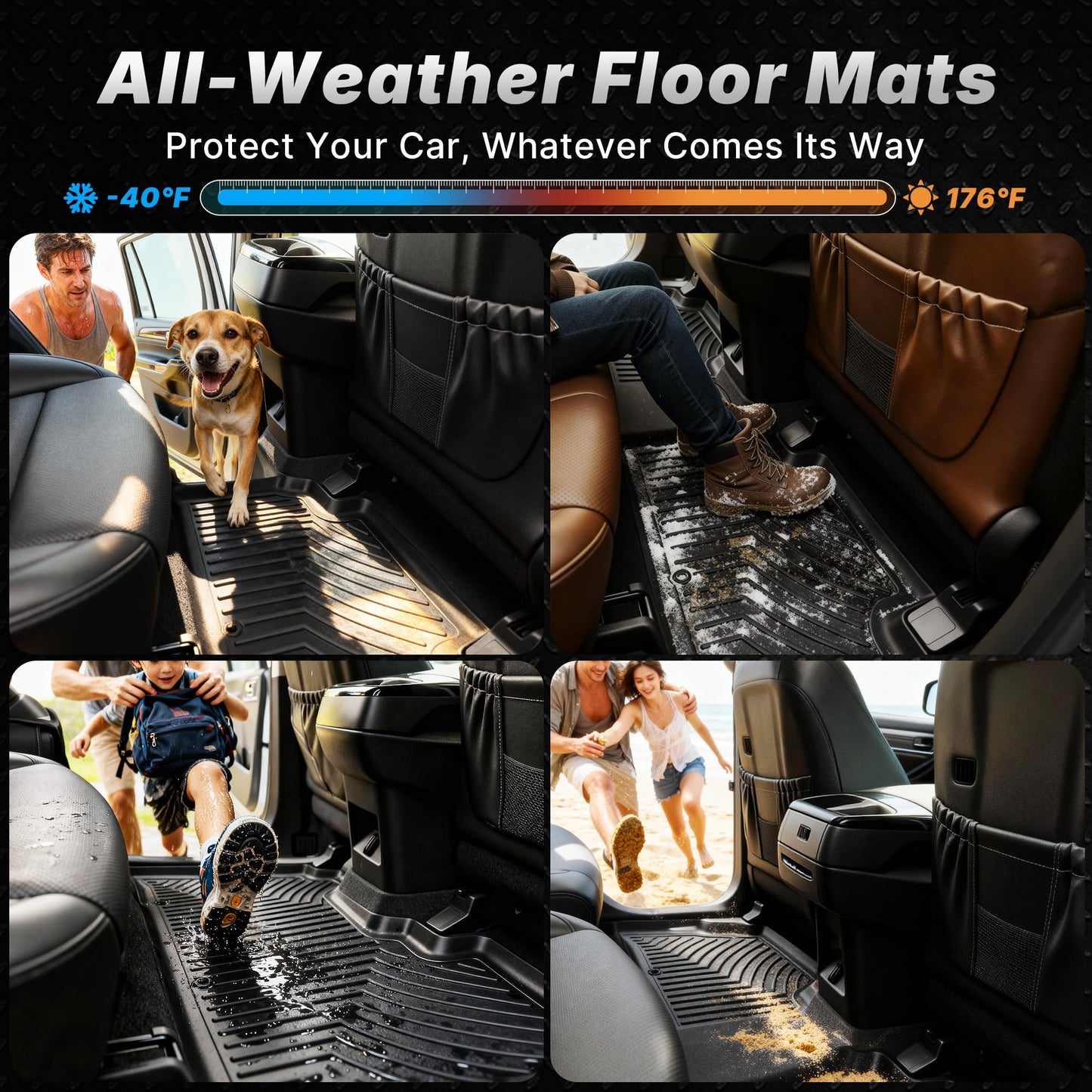 OEDRO Floor Mats Fit for 2019-2026 Chevy Silverado/GMC Sierra Denali 1500 & 2020-2026 Silverado/Sierra 2500HD/3500HD Crew Cab Without Rear Underseat Storage Box, TPE All-Weather Car Mats, Black