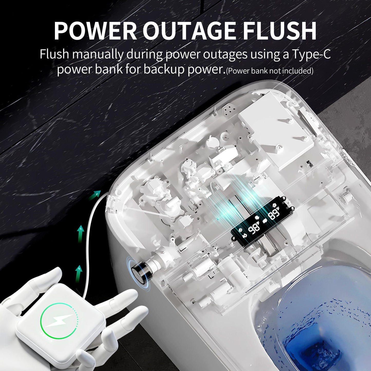 DeerValley Smart Toilet with Bidet Built in - Powerful Auto Flush, Auto Open/Close Lid, Heated Seat & Instant Warm Water Bidet, LED Display, Deodorization, 12" Rough-In, DV-1S0159-V3
