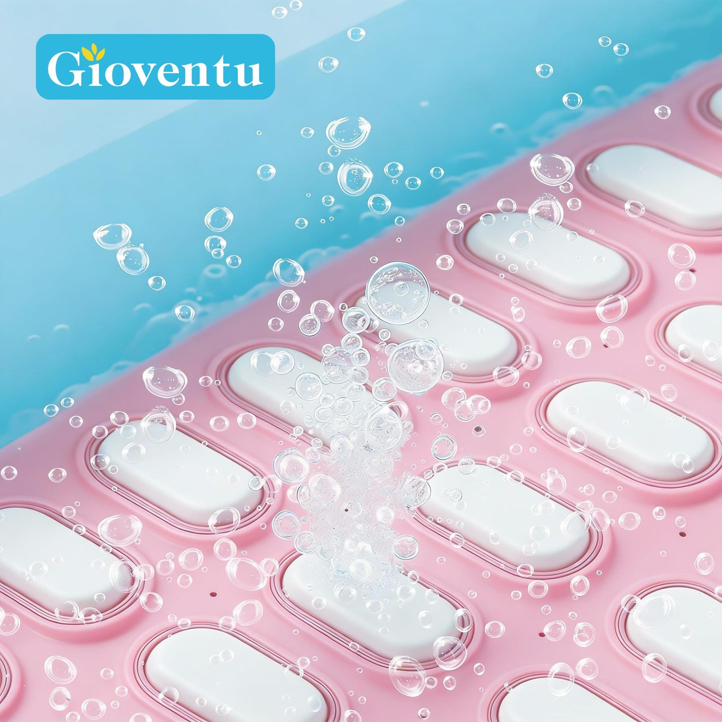 Doroino Upgraded Bubble Bath Mat Tub Spa Massager, Portable Full-Body Bathtub Bubble Mat Non-Slip & Remote Control, Motorized Air Pump, 6-Speed Bubbles for Home Ultimate Relaxation (Pink)