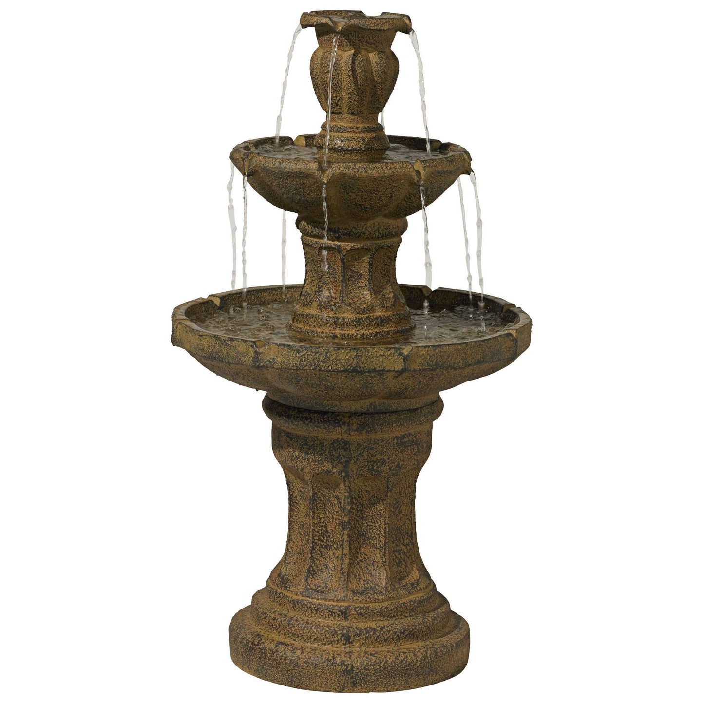 Tuscan Garden 41 1/2" High Large Traditional Italian Indoor Outdoor Decor Dark Faux Stone Floor Fountain Waterfall Tiered Standing Water Feature for Outside Patio Yard Backyard Porch - John Timberland