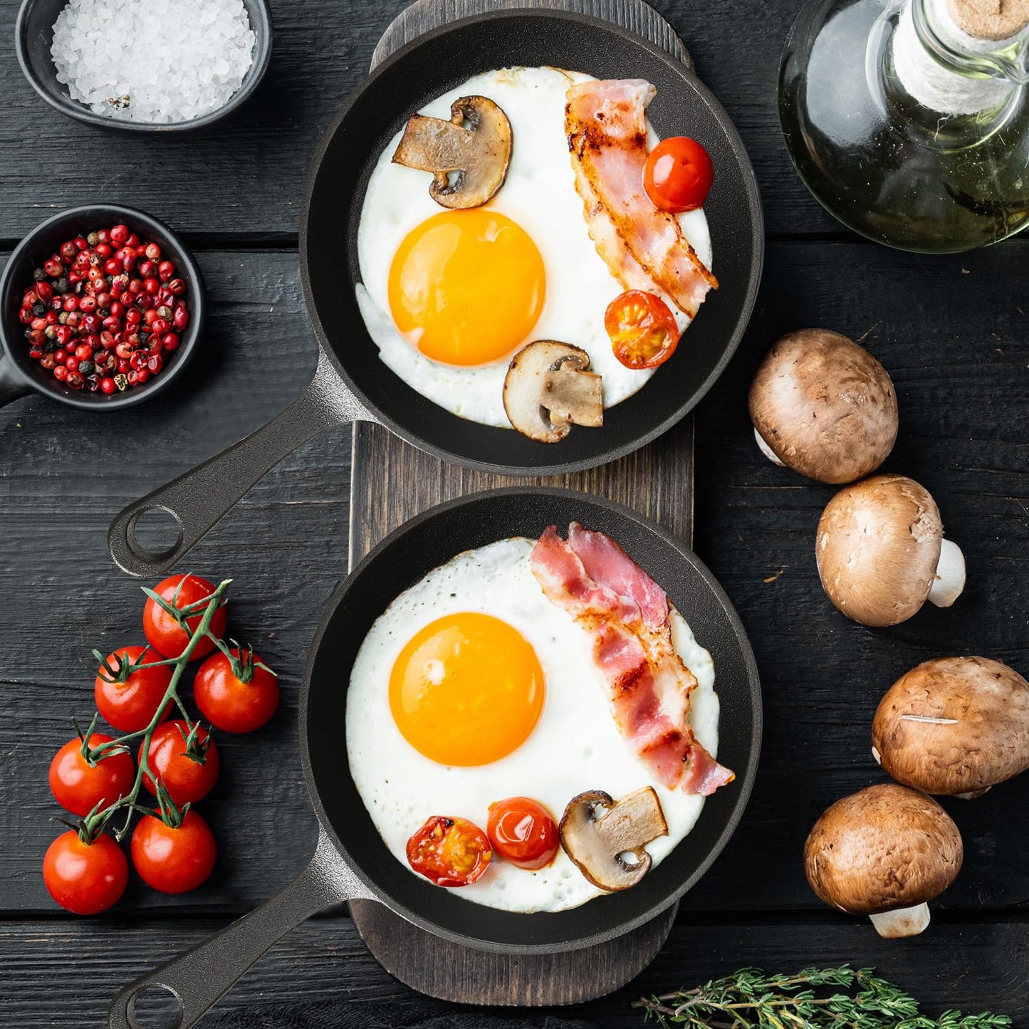 Remerry 70 Sets 4 Inches Cast Iron Skillets Mini Black Iron Nonstick Frying Pan Small Sizzling Plate Egg Pan Cast Pot Bundle with Oil Brush for Indoor and Outdoor Restaurant Kitchen