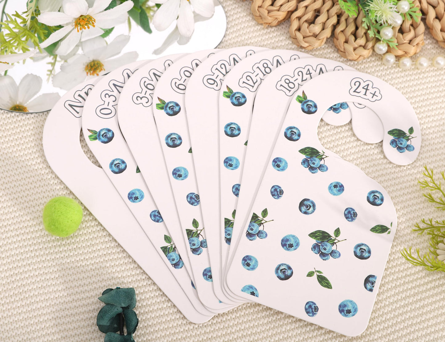 Blueberry Theme Baby Closet Dividers - Berry Baby Clothes Nursery Size Organizer,Nursery Closet Dividers Newborn-24 Months (Blueberry)