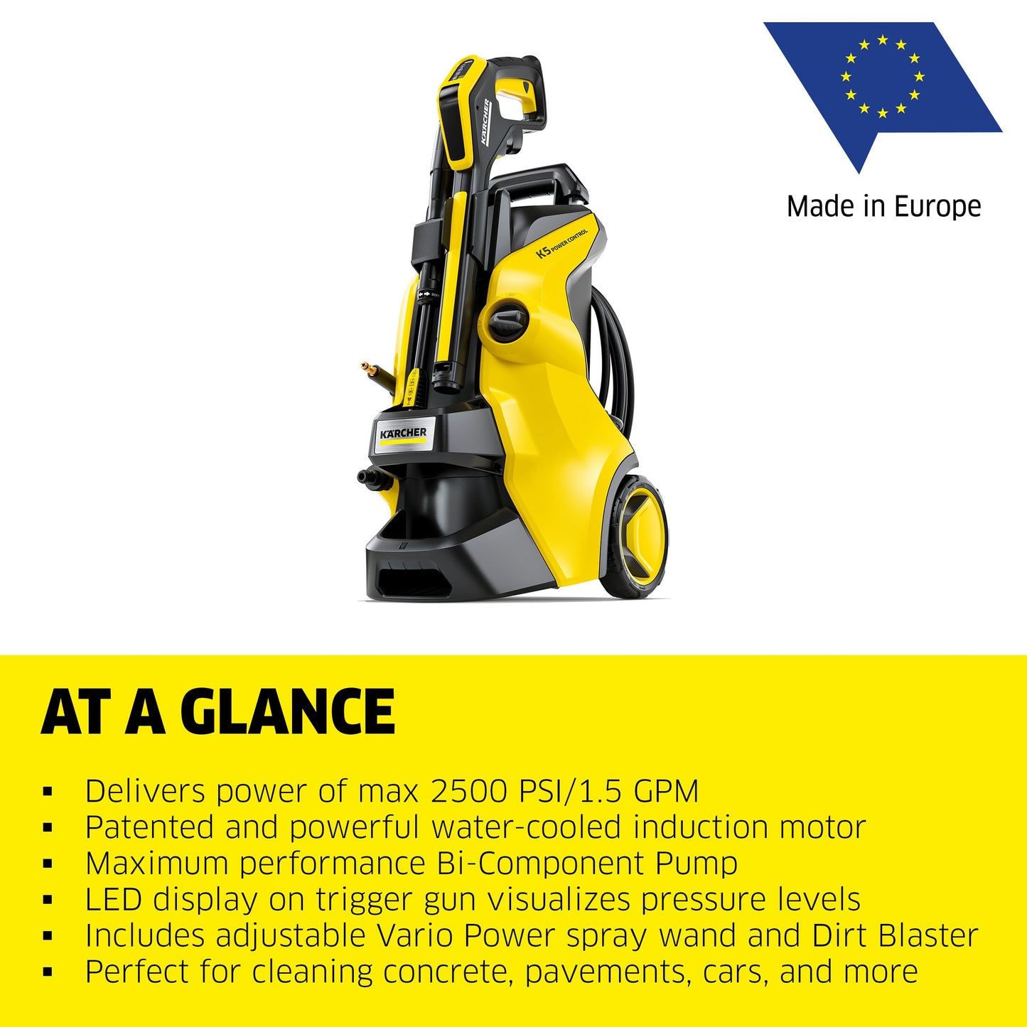 Kärcher K5 Power Control Max 2500 PSI Electric Pressure Washer with Vario & Kärcher - FJ6 Foam Cannon Spray Nozzle - for Kärcher Electric Power Pressure Washers K1-K5