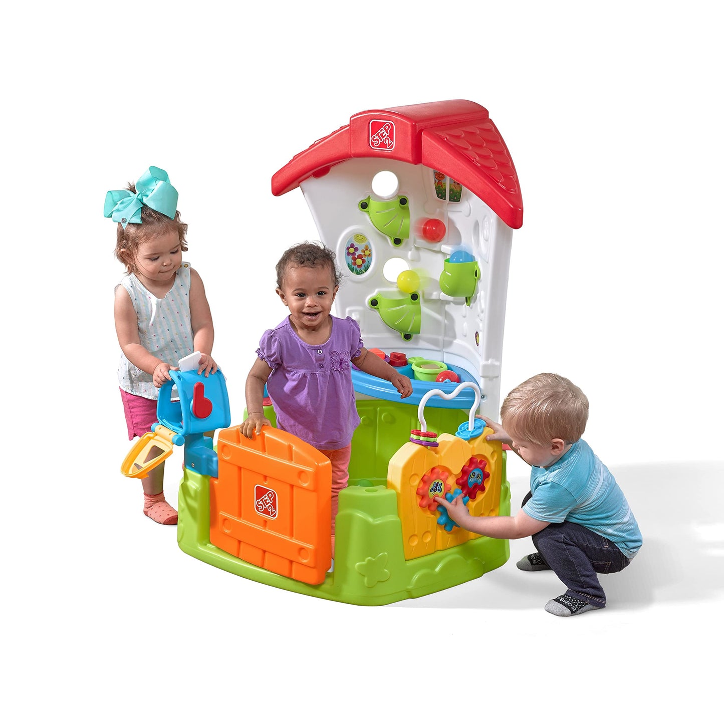Step2 Toddler Corner House, Kids Playhouse, Indoor/Outdoor Playset, Play Gym with Kitchenette, Includes 15 Piece Toy Accessories, Made of Durable Plastic, for Toddlers 1+ Years Old