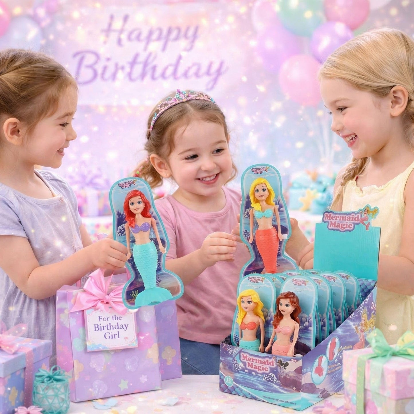 Mermaid Bath Toys for Toddlers Kids Girls - Princess Wind Up Tail Flap Floating Water Bathtub Toys, Swimming Pool Bathing Time Fun (4 Pack)