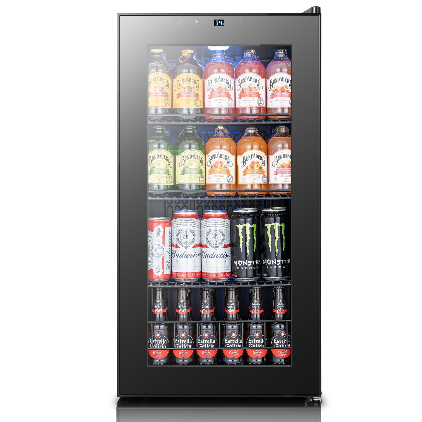 Yeego Beverage Refrigerator Cooler, 105 Cans Mini Fridge with Glass Door Beverage Fridge with Adjustable Shelves for Soda Beer or Wine, Beverage Cooler with Digital Temperature Control for Home Office