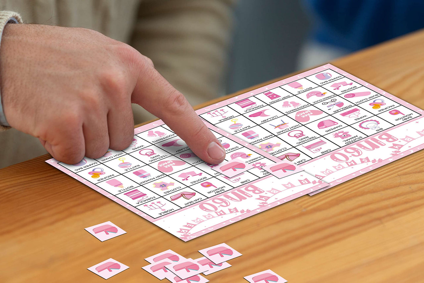 Disfuco Pink Shower Party Bingo Cards, Shower Bingo Game, Shower Party Games for Adults, Gender Reveal Party Games Favors Supplies Decorations, 24 Players Bingo Game (A03)